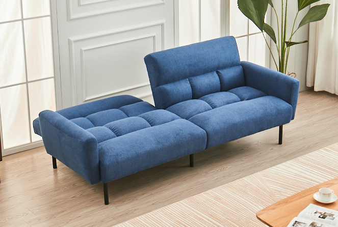 BlueFlex Sleeper Sofa - Convertible Split Back Design with Memory Foam Mattress, Removable Arms & Sturdy Steel Legs | Perfect for Small Spaces, Guest Rooms & Apartments