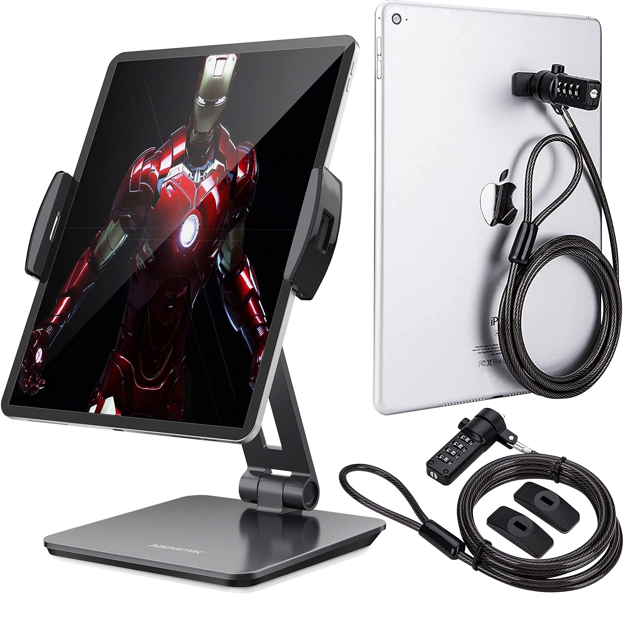 AboveTEK Business Kiosk Aluminum Tablet Stand - 360° Swivel Holder for 4-14