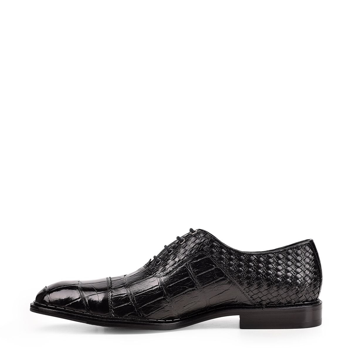42FLPTE Men's Black Fashion Dress Alligator Woven Oxford Shoes - Formal Business & Wedding Attire