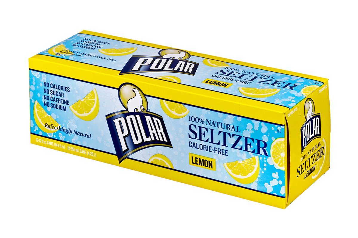 Refreshing Polar Seltzer Water, Lemon Flavor, 12 Fl Oz Cans (Pack of 12) - Perfect for Hydration, Parties & Healthy Lifestyle