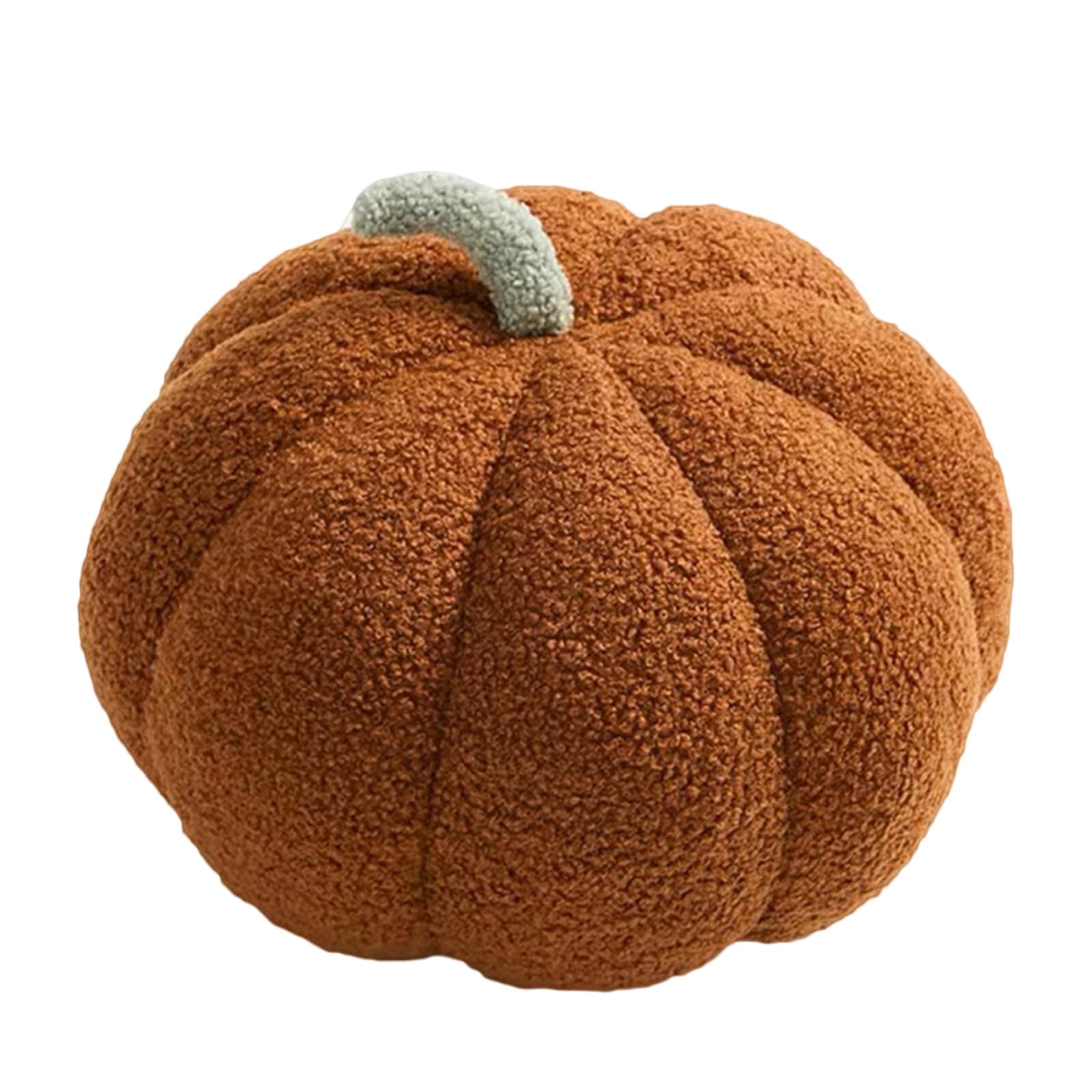 3D Pumpkin Sherpa Fleece Throw Pillow - Soft Plush Decorative Cushion for Bedroom, Sofa & Dorm Room Decor - Cozy Fall & Winter Home Accent (Brown, 13.8 Inch) - Perfect for Teen Girls' Room, Living Room & Seasonal Home Styling