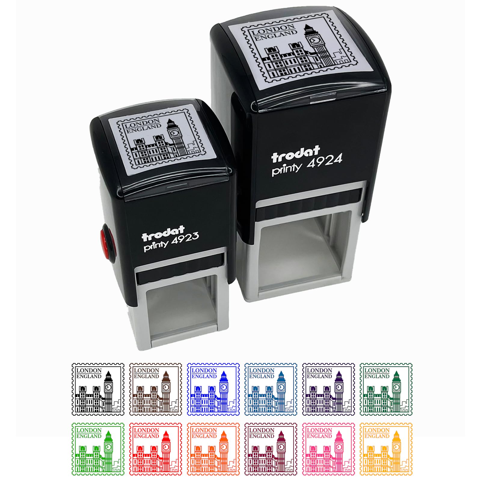 Big Ben London England Travel Souvenir Self-Inking Rubber Stamp - 1.5 Inch Large Blue Ink Stamper for Passport, Scrapbooking & Journaling