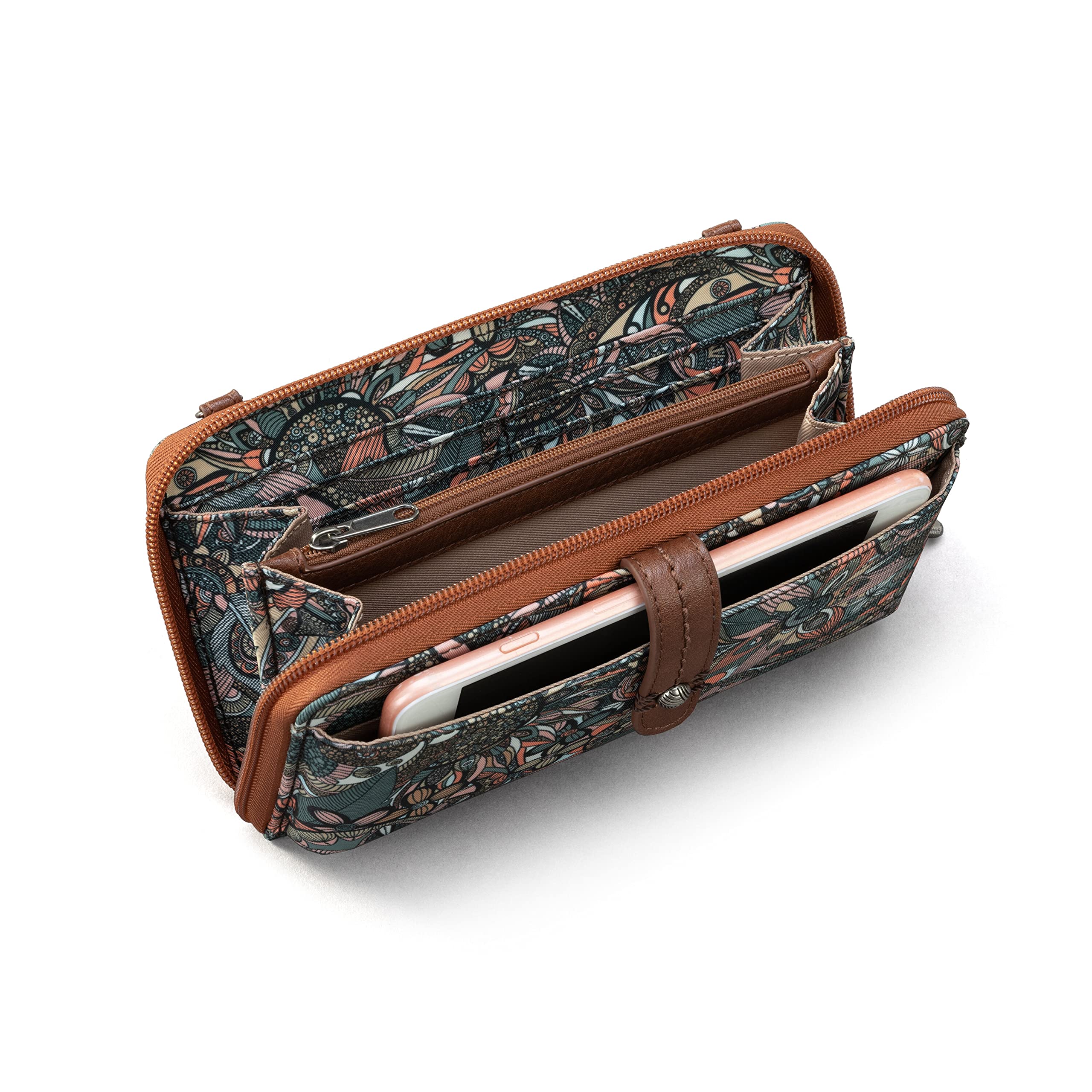 Eco-Friendly Sakroots Crossbody Phone Bag with Detachable Wristlet Strap & Wallet Pockets - Convertible Purse in Sienna Spirit Desert Print | Perfect for Travel, Shopping & Everyday Use