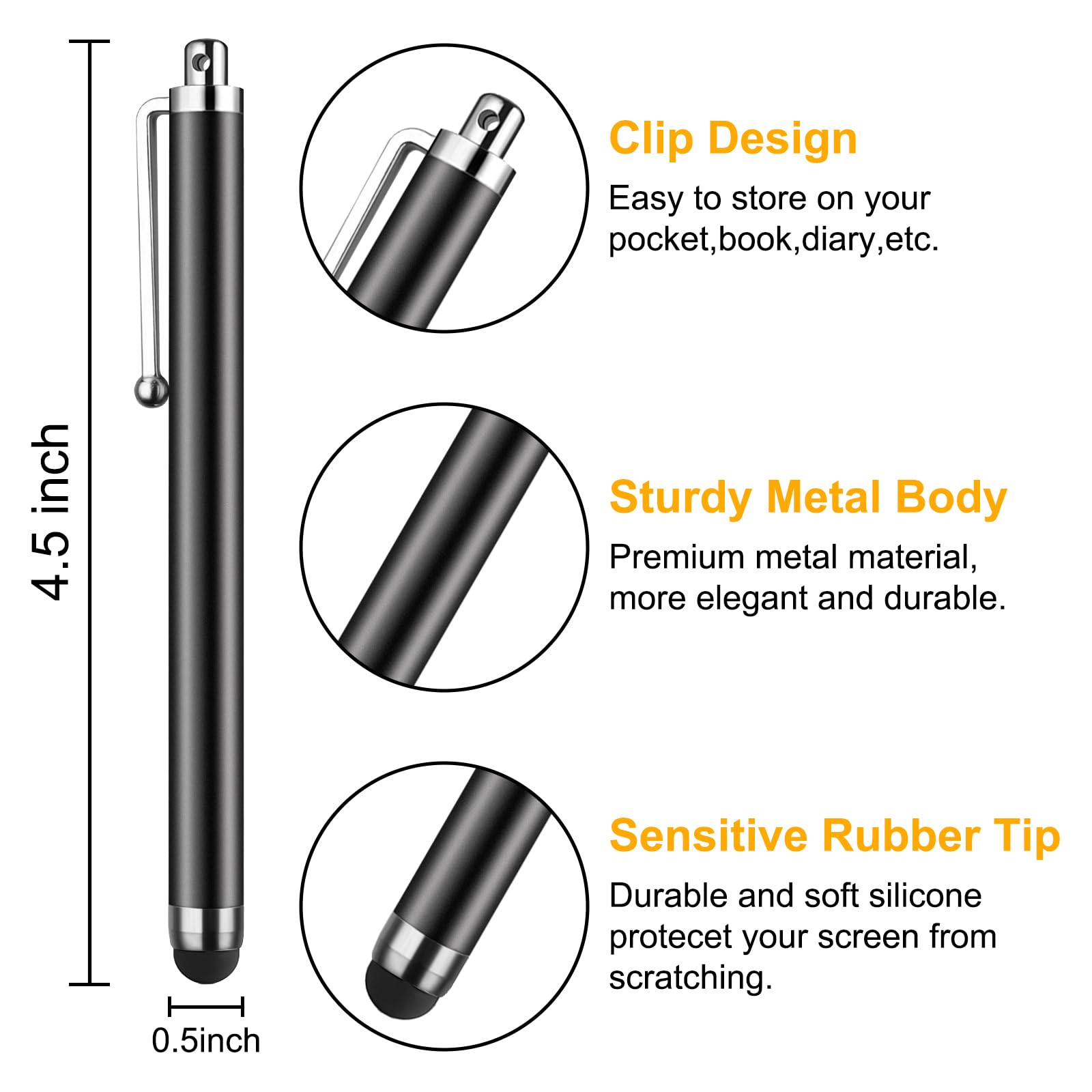 10 Pack Universal Stylus Pens for iPad, Samsung Galaxy & Smartphones - Capacitive Touch Screen Stylus with Multiple Colors - Perfect for Drawing, Note-Taking & Digital Signatures