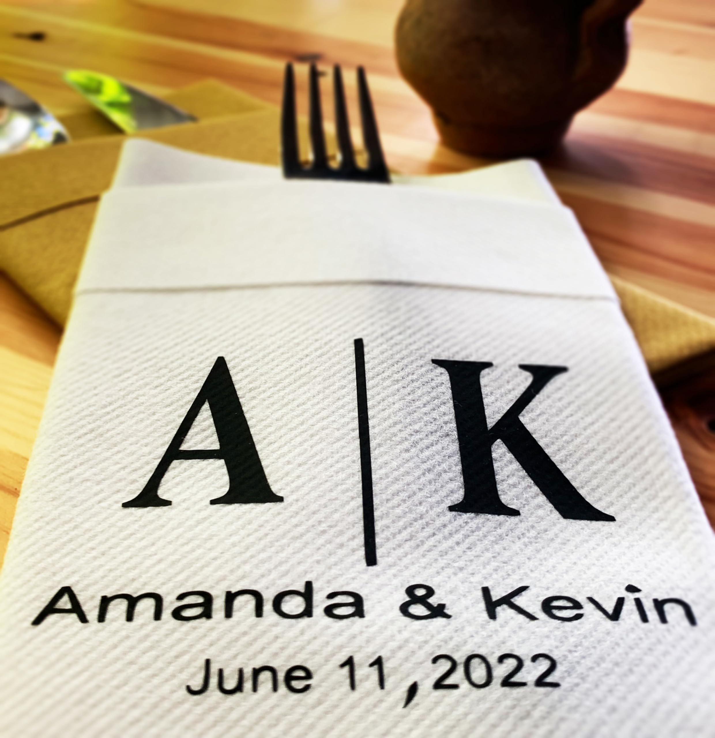 Custom Printed Personalized Pocket Air Laid Napkins - Linen-Like Disposable & Highly Absorbent with Built-in Flatware Pocket - Perfect for Birthday, Bridal Shower, Baby Shower, Party, Wedding & Special Events - Ideal for Elegant Dining, Outdoor Gatherings & Formal Occasions