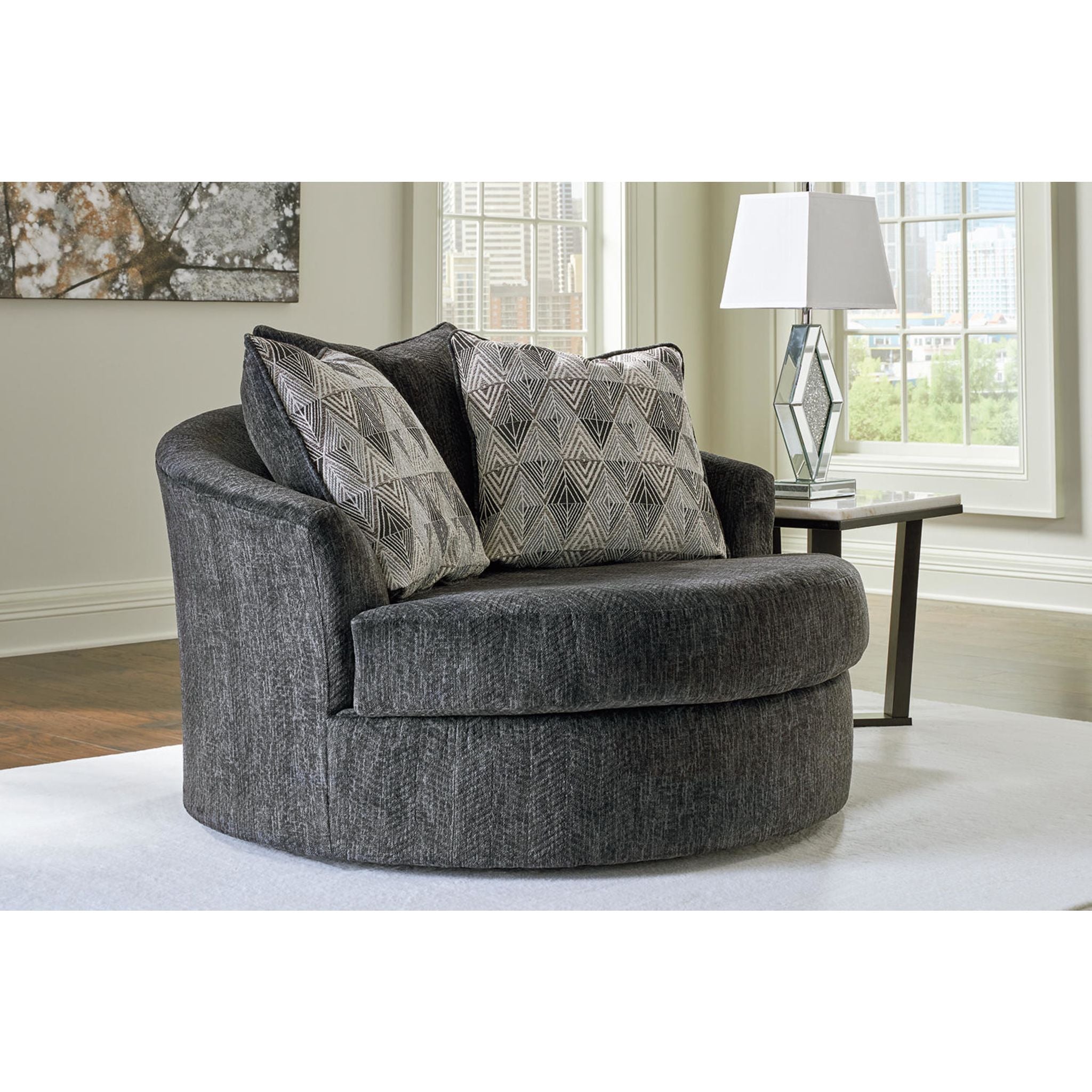 Premium Biddeford Swivel Chair in Ebony Finish - Ergonomic Office Chair with 360° Rotation for Home & Workspace