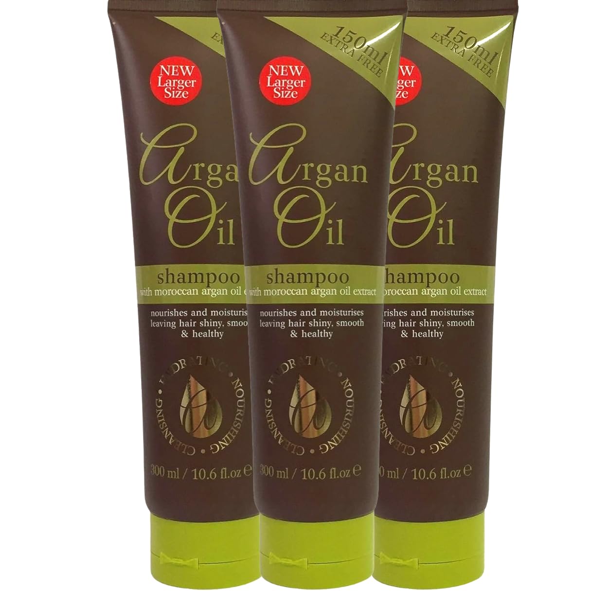 3 Pack Argan Oil Shampoo 300ml for Dry & Damaged Hair - Hydrating & Repairing Hair Care for Daily Use at Home or Salon