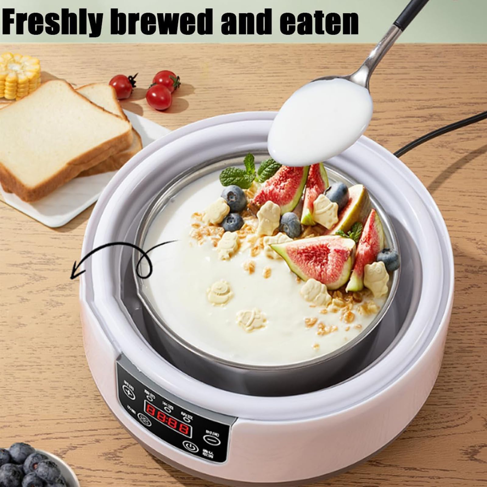 40oz Electric Yogurt Maker Machine with LCD Display & Glass Jar - 36-Hour Automatic Yogurt Maker with Precise Temperature Control for Home Use | Perfect for Probiotic Yogurt, Greek Yogurt, and Healthy Breakfasts