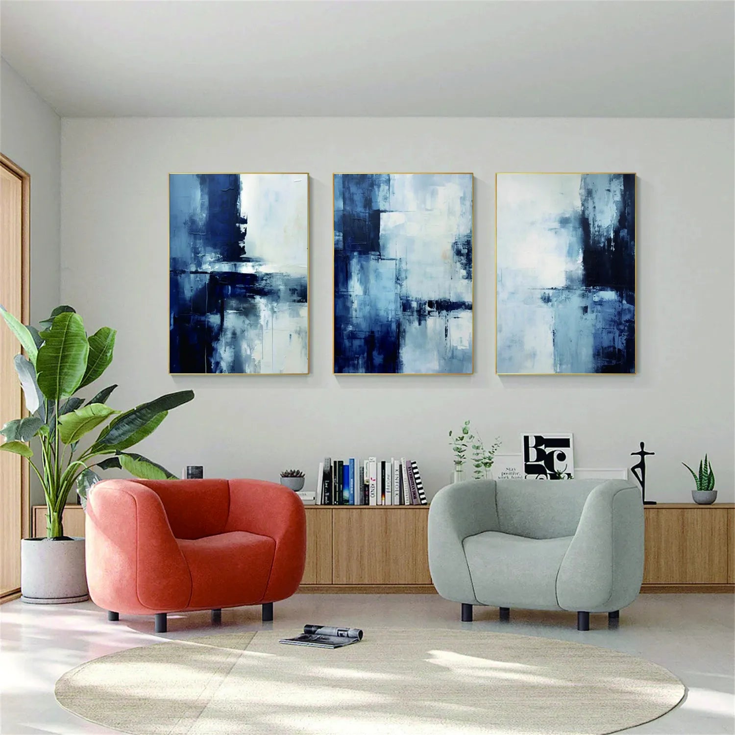 Abstract Painting Set of 3 - Modern Wall Art Canvas Prints #AB216 for Living Room, Bedroom & Office Decor