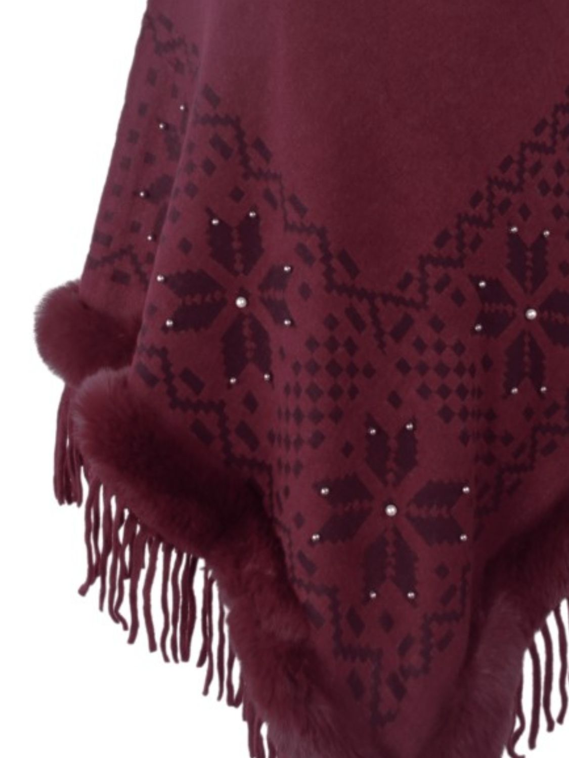 Stylish Fringe Geometric Cape Sleeve Poncho for Women - Boho Chic Knit Shawl Wrap - Perfect for Fall Fashion, Outdoor Concerts & Cozy Evenings