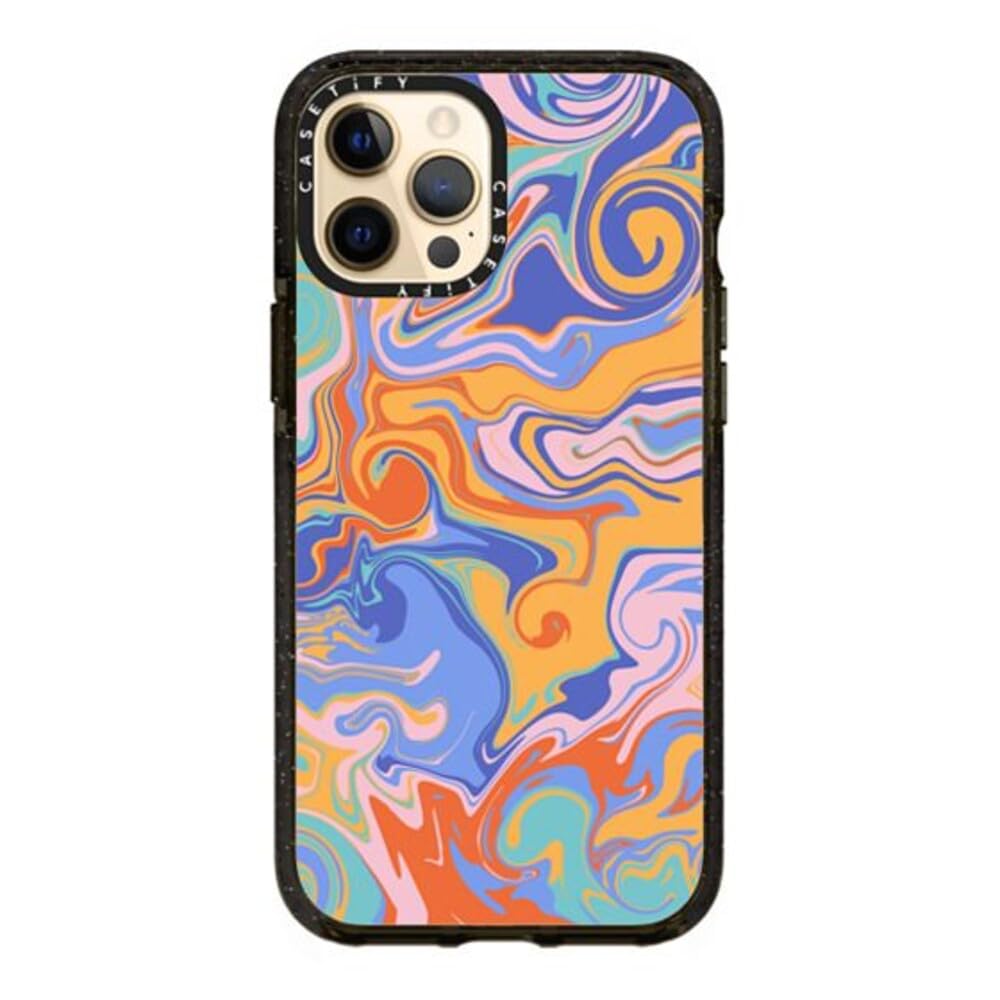CASETiFY Impact Case for iPhone 12 Pro Max - Trippy Design by Oh So Graceful - Clear Black Protective Phone Cover - Perfect for Everyday Use, Travel & Outdoor Activities