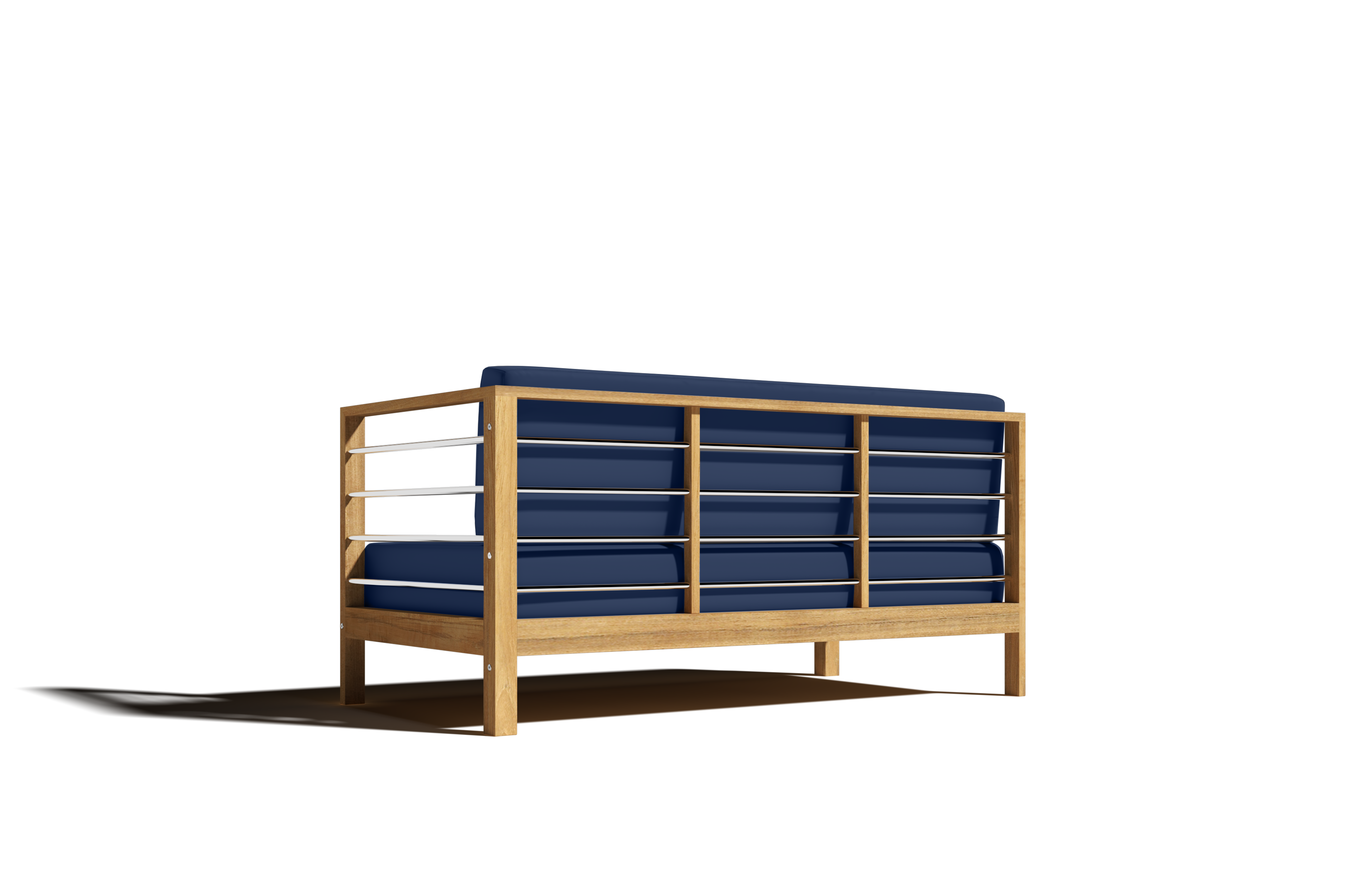 Premium 7-Piece Teak Outdoor Sectional Deep Seating Set with Sunbrella Navy Cushions - Waterproof & Durable Patio Furniture for Backyard, Poolside & Garden Relaxation
