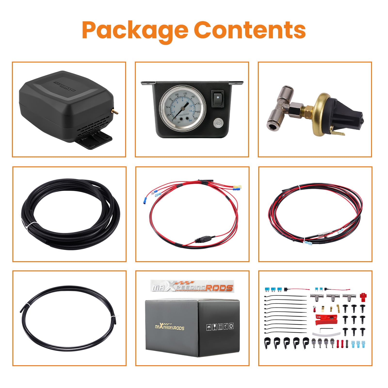 Universal On Board Air Compressor System with Low Pressure Sensor - Air Spring Compressor Kit for Trucks & Vans | Heavy Duty Vehicle Inflation, Off-Road Adventures & Emergency Tire Repair