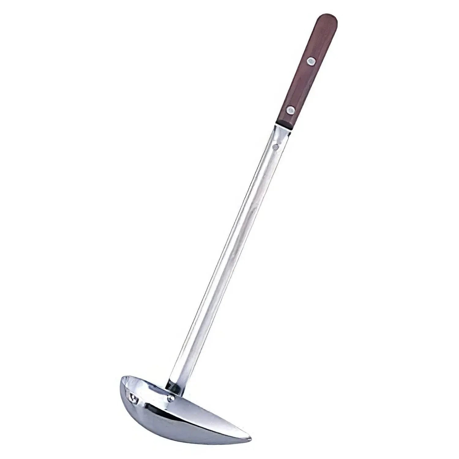 Premium Stainless Steel Side Scooping Long Ladle with Wooden Handle - Perfect for Soup, Stew, and Deep Fry Cooking - Ideal for Home Kitchen & Restaurant Use