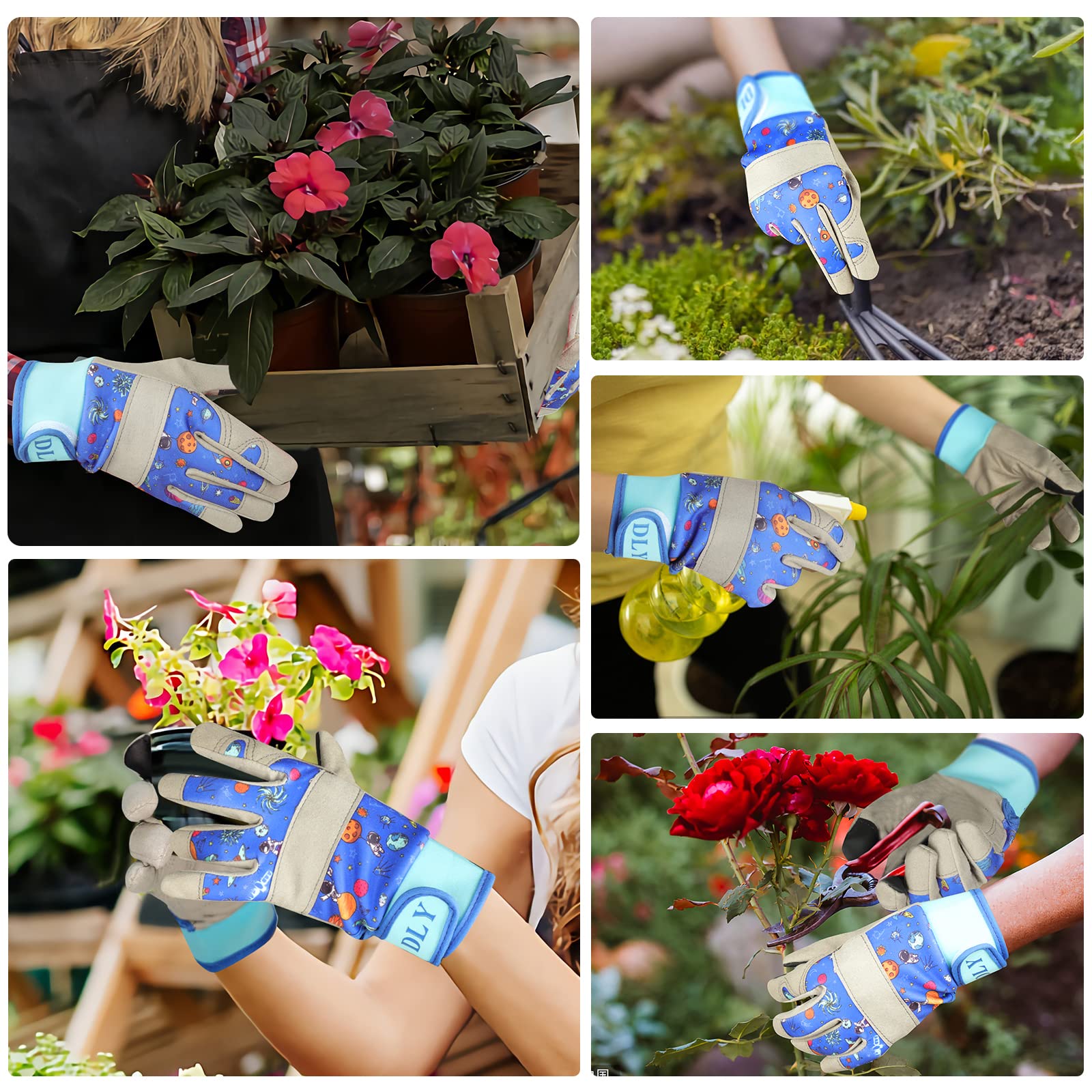 **DLY Kids Gardening Gloves for Ages 3-6 – Breathable Cotton Work Gloves for Toddlers, Adjustable & Durable – Perfect for Planting, Weeding & Outdoor Play**