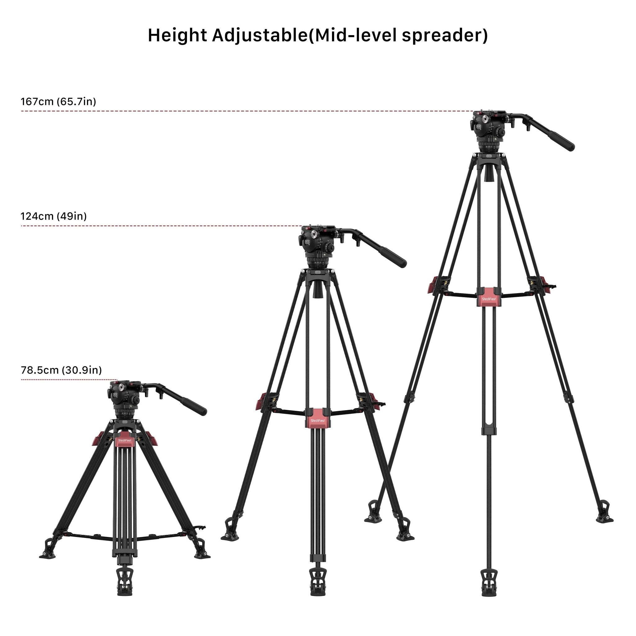 SCG T8 StediFast Tripod System - Professional Camera Tripod Stand with Quick Release Plate for DSLR, Mirrorless, Video Cameras - Perfect for Photography, Vlogging, Travel & Outdoor Shooting