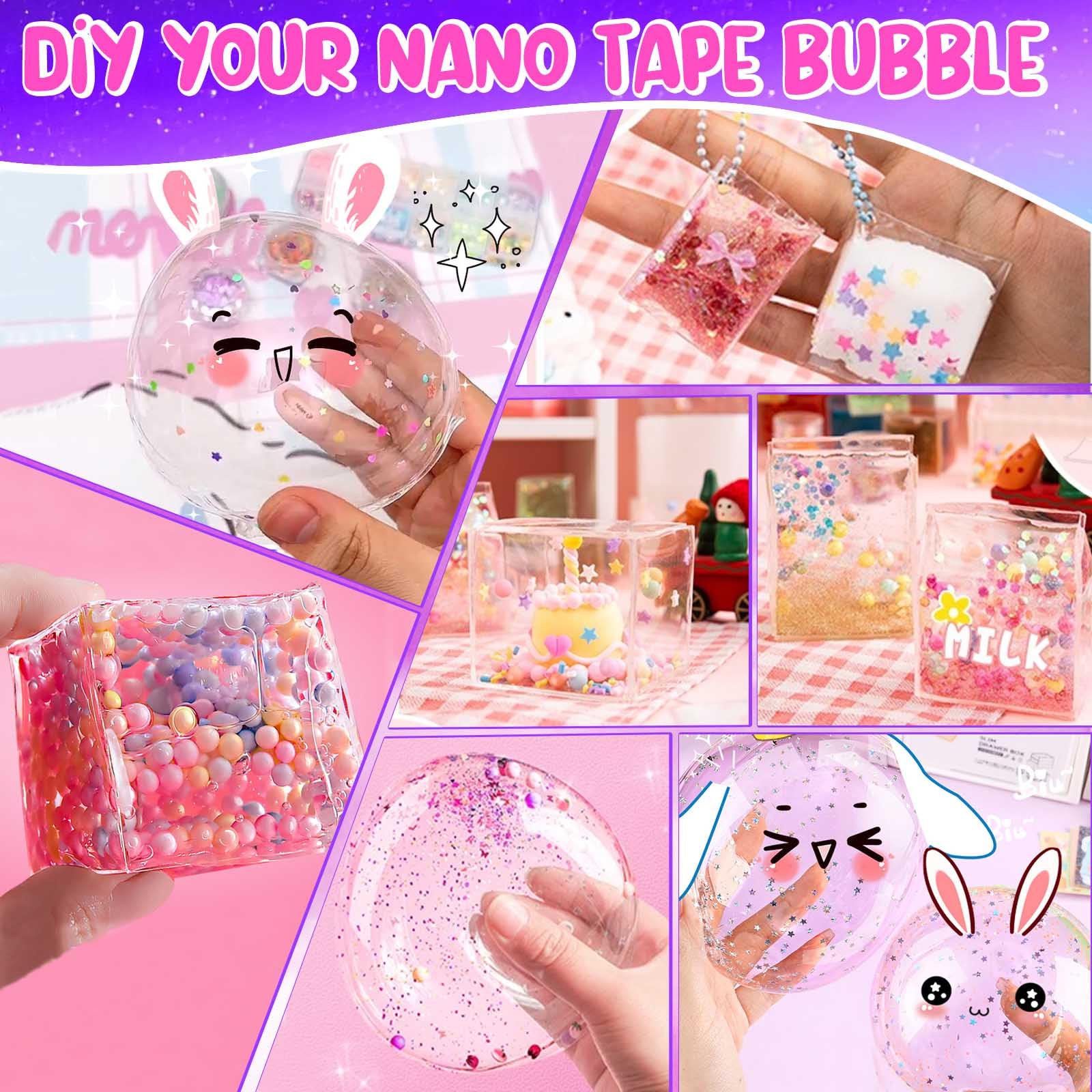 Jimcii Nano Tape Bubble Kit for Kids - DIY Squishy Maker with Cute Storage Bag | Fun Sensory Toy for Stress Relief & Creative Play | Perfect for Birthday Gifts, Classroom Activities & Party Favors