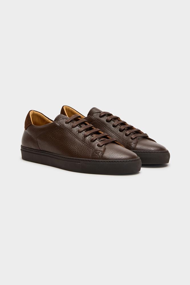 GCV2 Low Top Sneakers - Chocolate Brown Leather Grain Casual Shoes for Men & Women | Perfect for Walking, Running & Everyday Wear