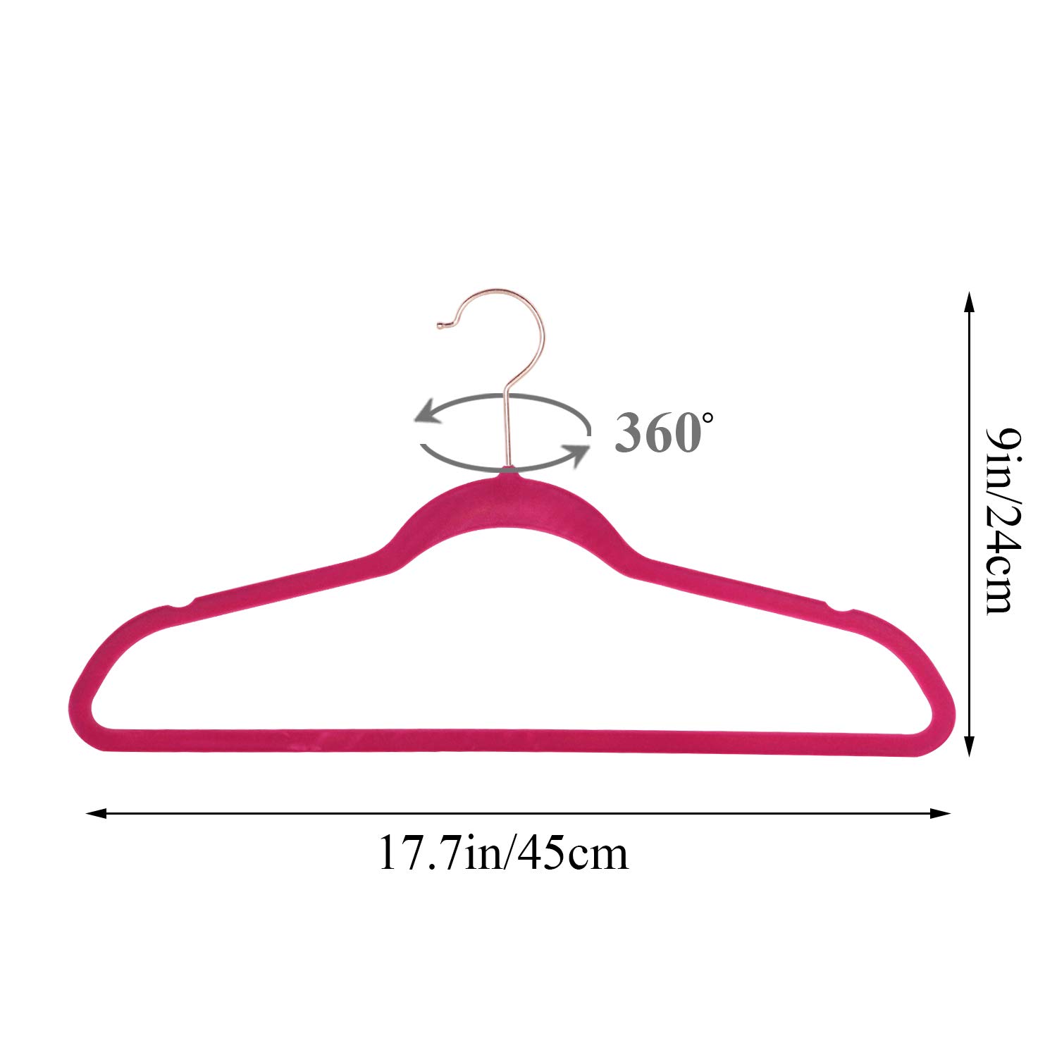 Premium Velvet Clothes Hangers - Heavy Duty Suit Hangers (25 Pack) - Non Slip & Space Saving with 6 Finger Clips & Tie Rack - Ideal for Men & Women Wardrobe Organization - Perfect for Closets, Laundry Rooms & Travel Use - Rose Gold