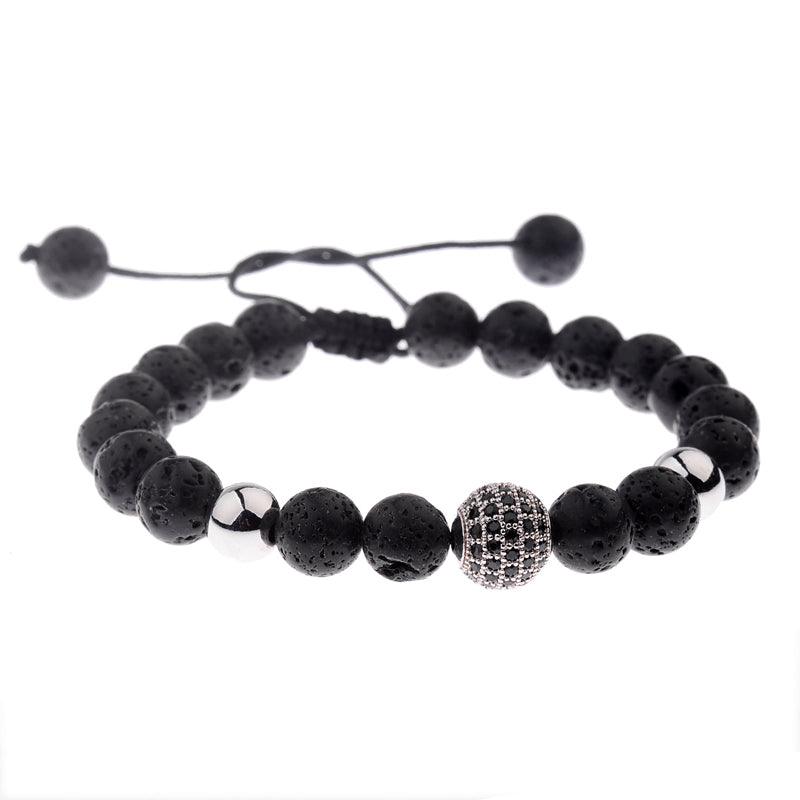 CZ Zircon Pave Lava Stone Beaded Bracelet for Men - Stylish Handmade Beaded Jewelry for Casual Wear & Gifts