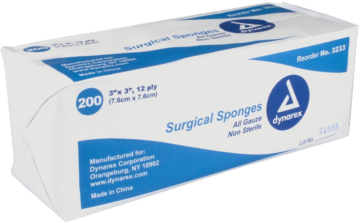 Bulk Non-Sterile Gauze Sponges 3x3 Inches 12-Ply - First Aid Wound Care, Medical Supplies & Emergency Kits