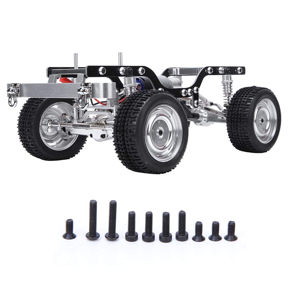 Upgrade RC Car Frame - Durable Carbon Fiber & Metal 1/12 Scale Remote Control Crawler Chassis (Silver MN-90S) | Perfect for Off-Road Racing, Crawling & RC Vehicle Customization