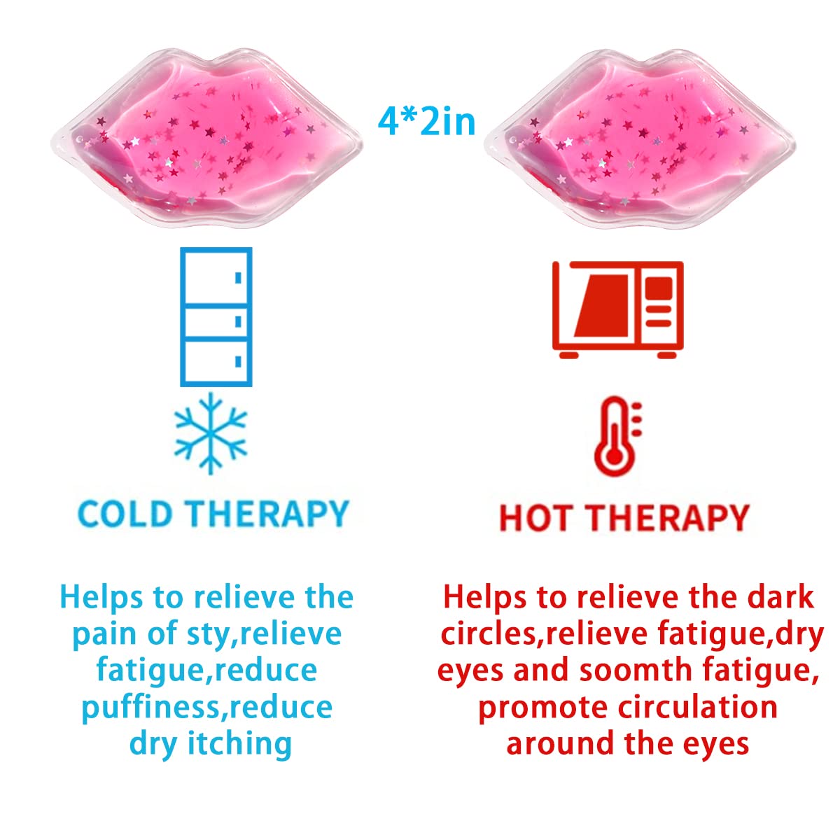 Cooling Gel Eye Pads for Puffy Eyes & Migraine Relief - Hot & Cold Therapy Eye Mask with Lip Pouch Design - Perfect for Dark Circles, Swelling, and Relaxation at Home or Travel
