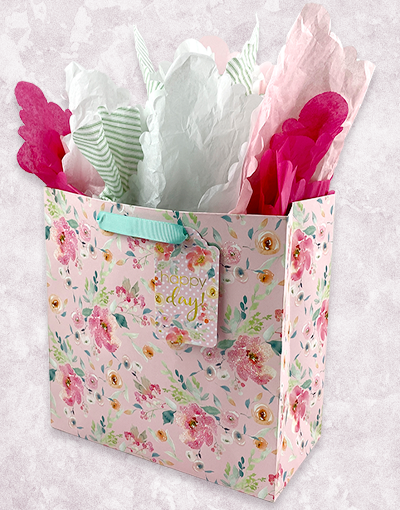 Bright Rosy Day Medium Square Gift Bags - Elegant Party Favor Bags for Weddings, Baby Showers & Birthday Celebrations
