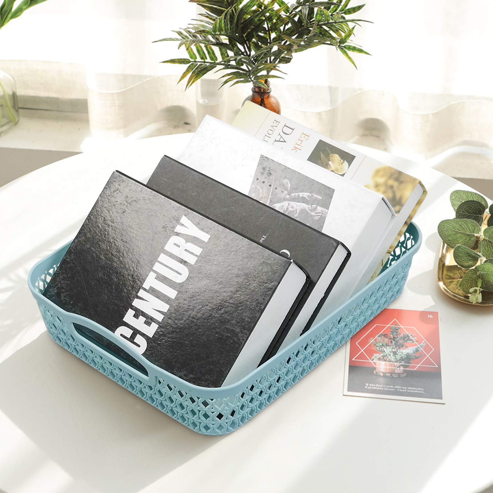 Plastic Weave Baskets - 6-Pack A4 Paper Organizer for Office & Home Storage