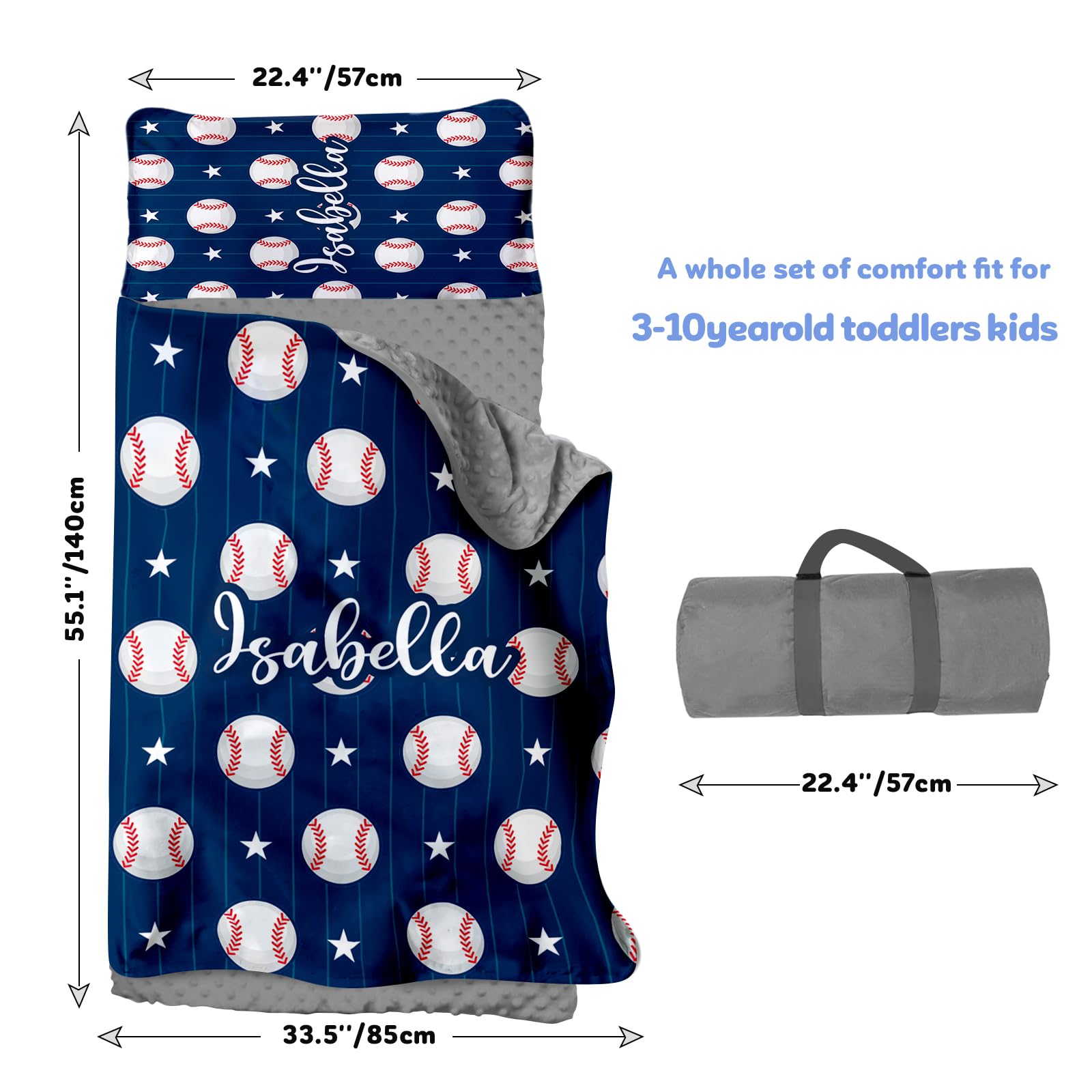 Personalized Toddler Nap Mat with Pillow & Blanket - Custom Name Daycare Sleeping Bag for Boys & Girls, Portable Preschool Kindergarten Nap Sack - Perfect for Daycare, Preschool, Travel & Sleepovers
