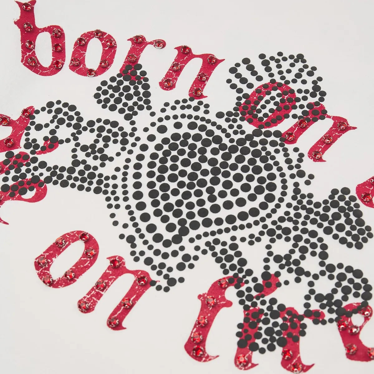WHEN SMOKE CLEARS Born on Fire Rhinestone T-Shirt - Black/Red | Edgy Graphic Tee for Concerts, Parties & Streetwear Fashion