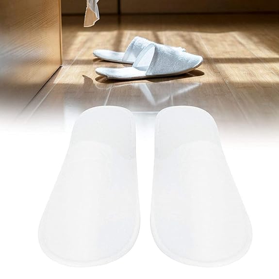 Welzivs White Pack of 6 Pair Disposable Cotton Slippers - Non-Slip Breathable Closed Toe Hotel Slippers for Women & Men - Perfect for Spa, Salon, Home, Hotel Guests & Commercial Use