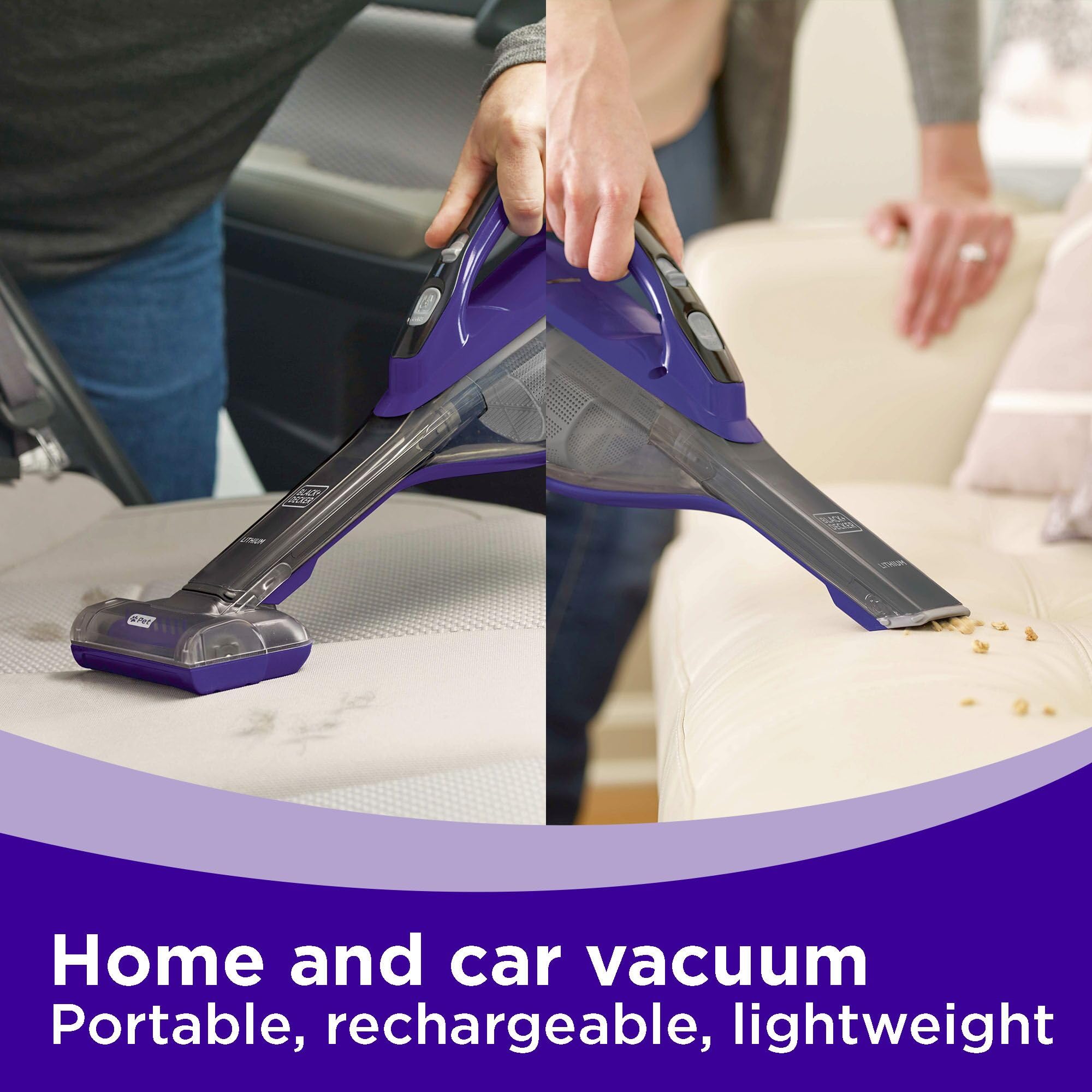 BLACK+DECKER Dustbuster Furbuster AdvancedClean Cordless Pet Handheld Vacuum - Powerful Suction for Pet Hair, Home & Car Cleaning (HLVA325JP07) | Perfect for Carpets, Upholstery & Car Interiors