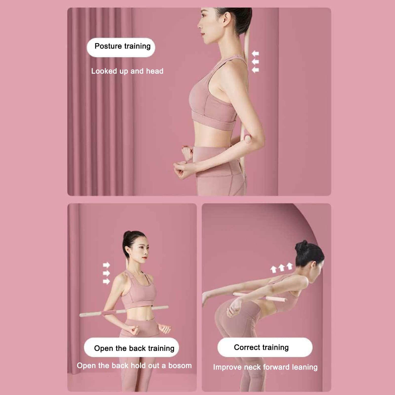 Posture Corrector & Yoga Stick - Wooden Pranayama Stretching Tool for Back Pain Relief, Posture Support & Yoga Exercises | Perfect for Home Workouts, Office Use & Meditation