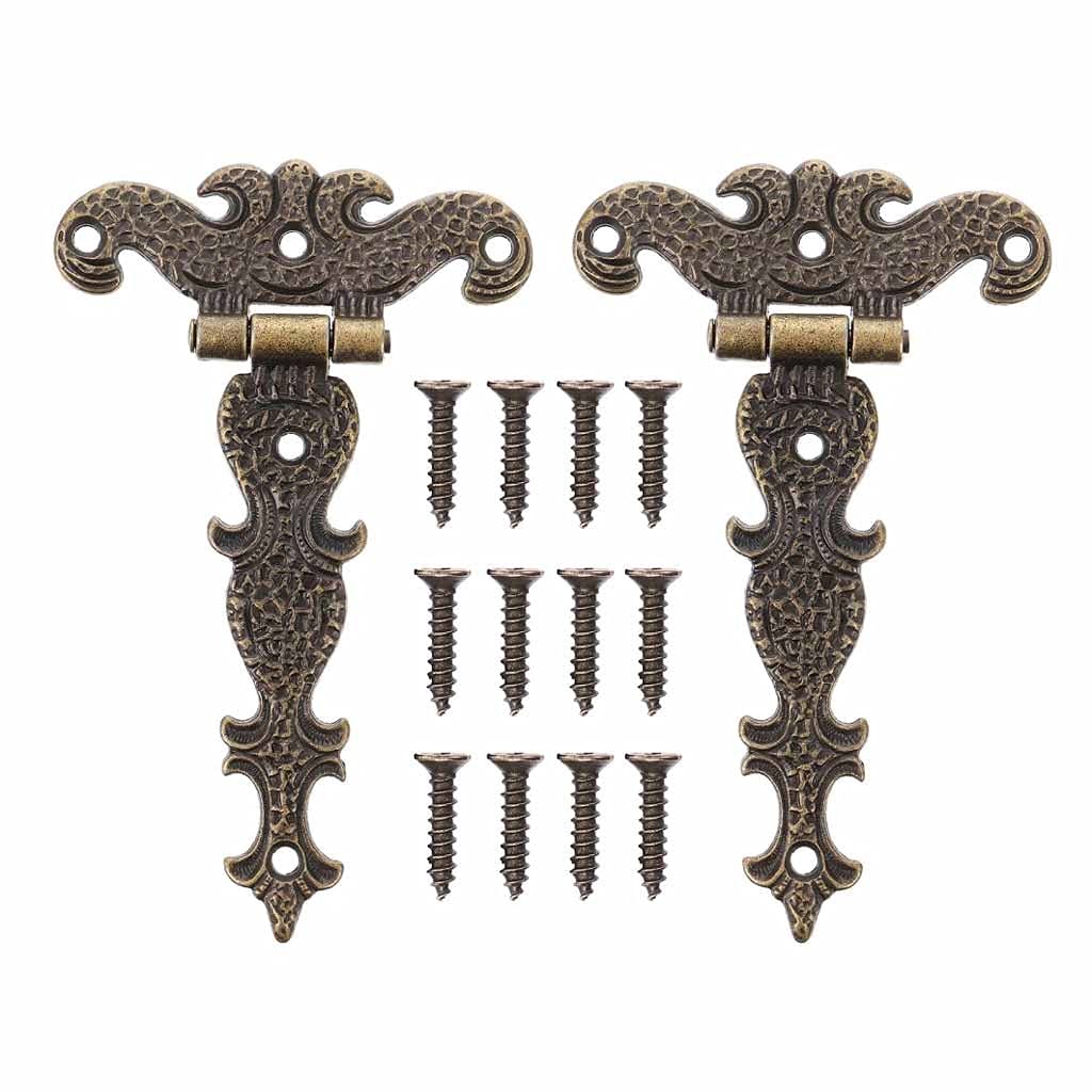2pcs Retro Alloy Door Hinges - Durable Stainless Steel Cabinet Hinges for Furniture, Jewelry Box & Window - Vintage Style Home Improvement Accessories (Perfect for DIY Projects & Home Decor)