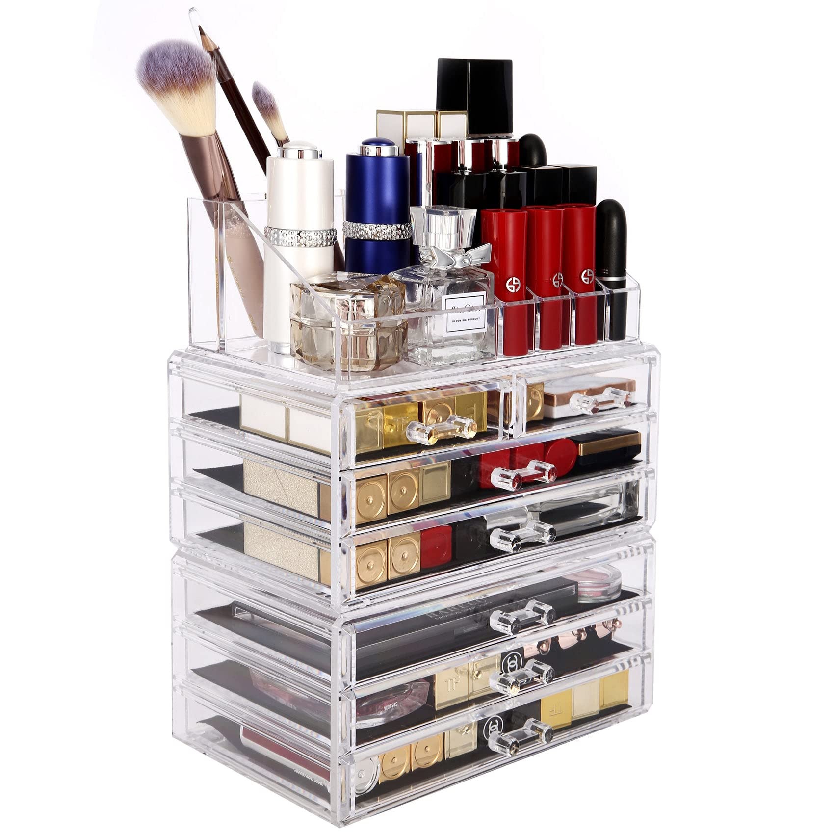 ROSELIFE 3-Piece Cosmetic Organizer with 7 Drawers & 16 Slots - Perfect for Makeup & Jewelry Storage
