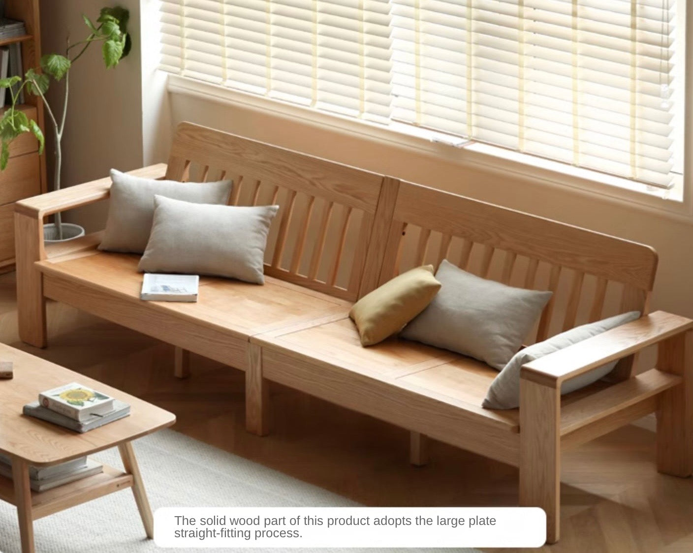 Modern Nordic Fabric Sofa - Solid Oak Wood Frame - Stylish & Durable Living Room Furniture for Small Spaces & Apartments