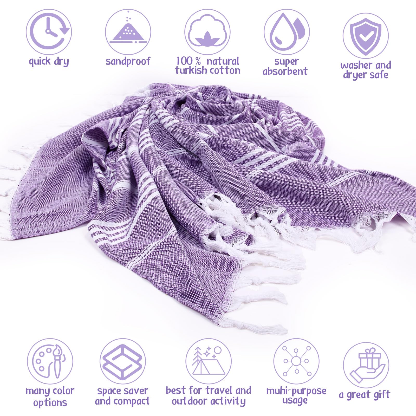 Moukeren 6 Pack Oversized Turkish Beach Towels 61