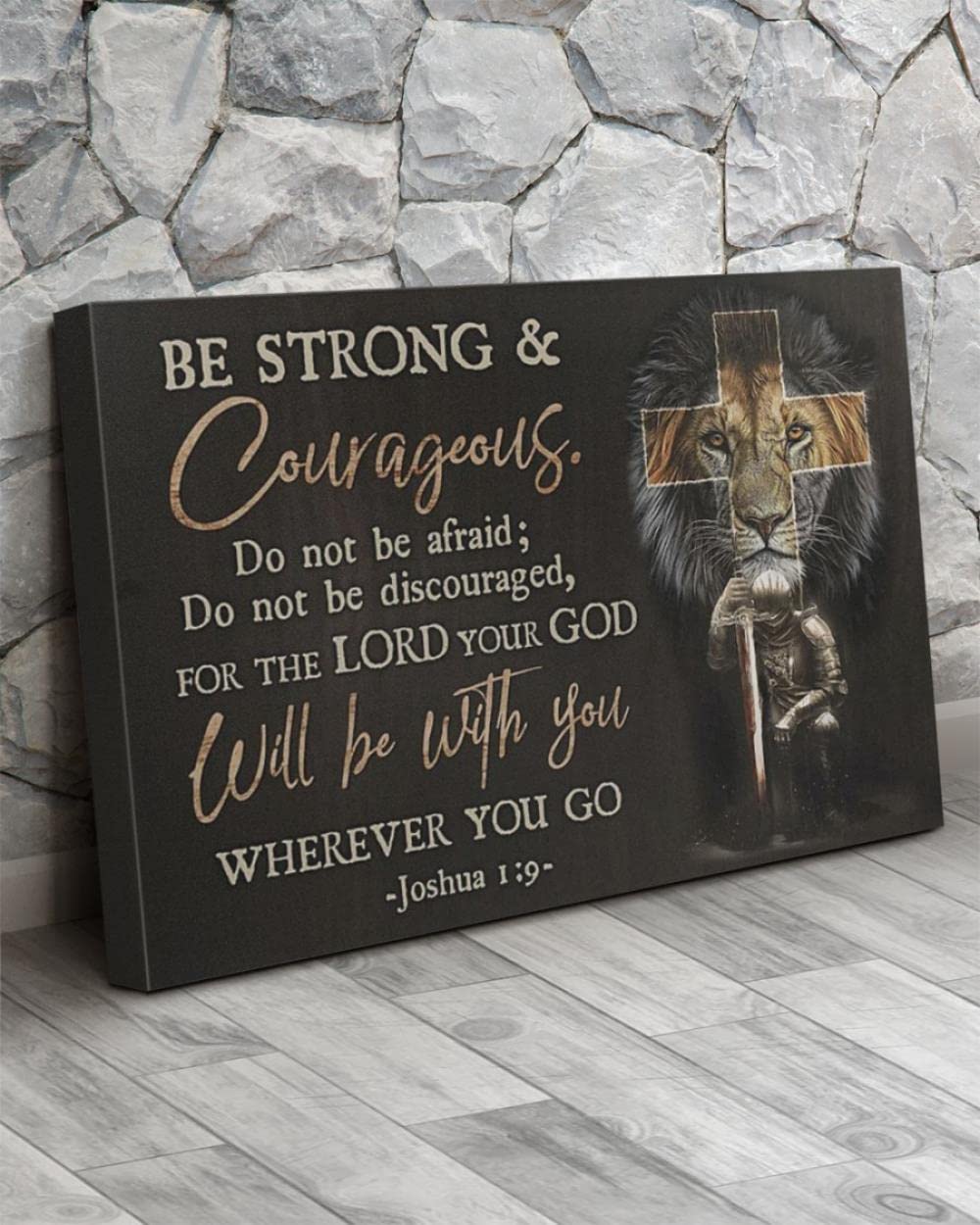 Christian Warrior Be Strong And Courageous Jesus Wall Art - Inspirational Horizontal Canvas Prints for Home & Church Decor - Religious God Art for Living Room, Bedroom, Office