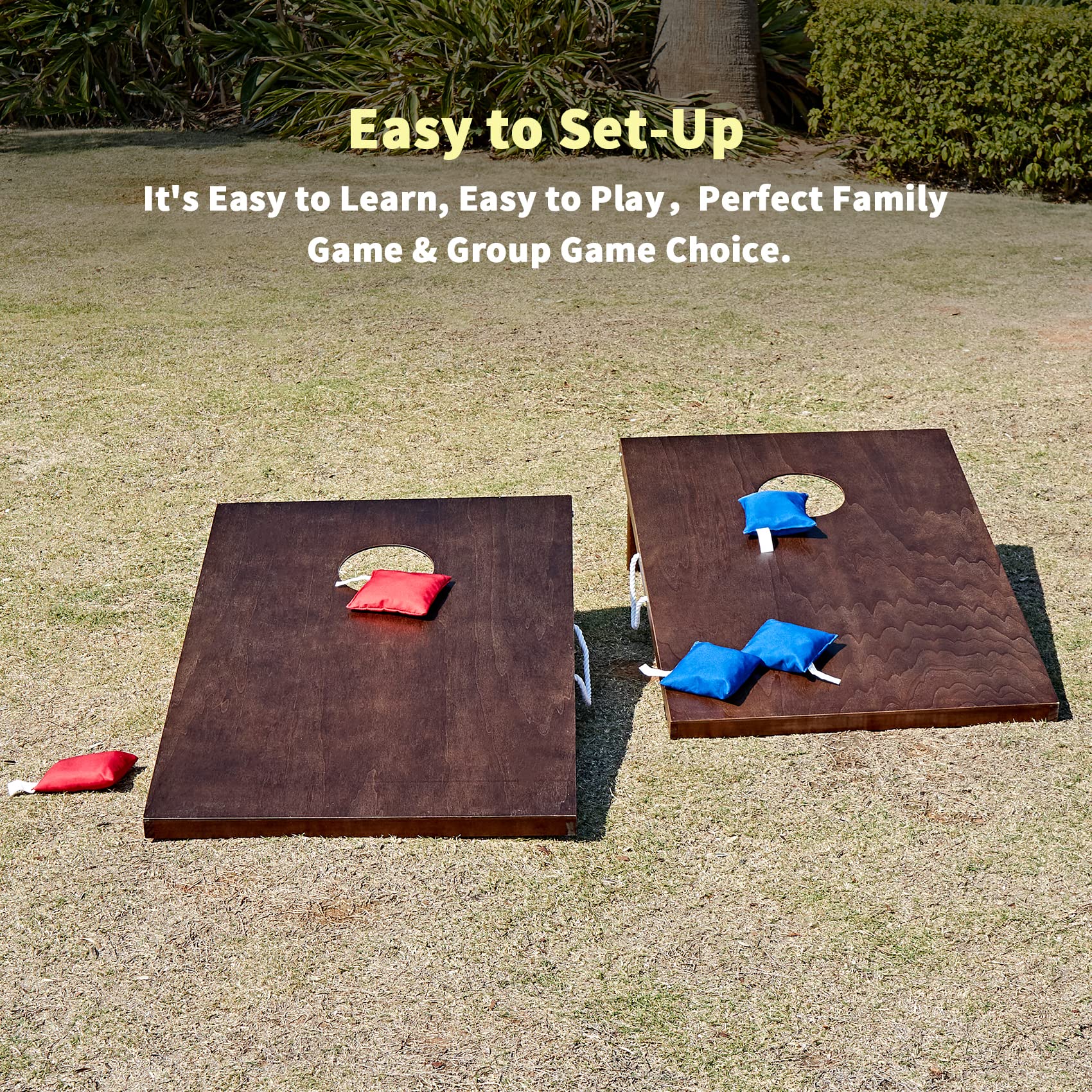 Premium Wooden Cornhole Game Set - 3x2FT & 4x2FT Boards with 8 Bean Bags & Carry Case - Portable Outdoor Lawn Game for Backyard, Tailgating, Beach, and Camping Parties