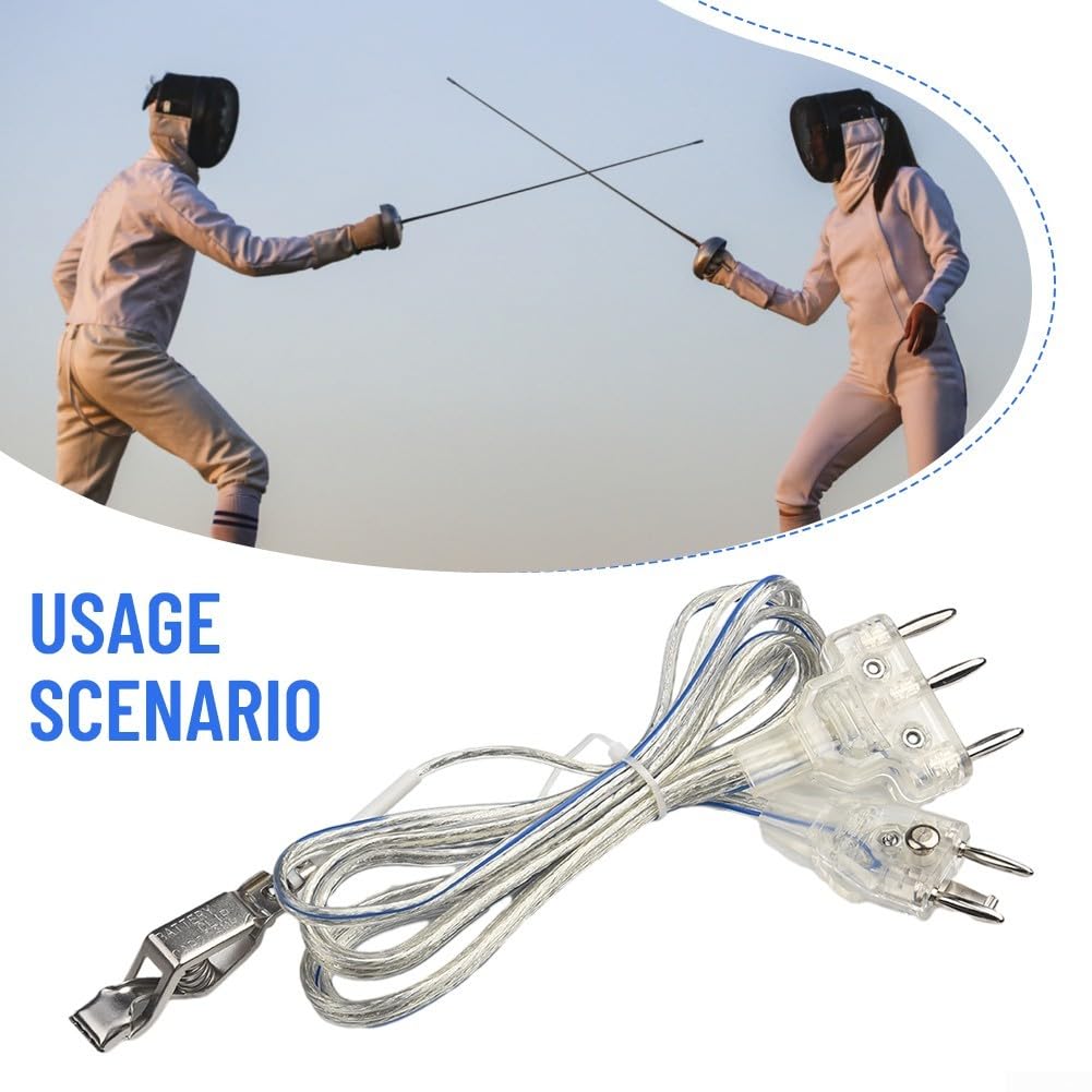 Premium Fencing Body Cords - Durable Plastic & Stainless Steel Foil Body Cord Cable with Hand Line Clamp | Competition & Training Equipment for Foil Fencing | Perfect for Tournaments, Practice & Fencing Clubs