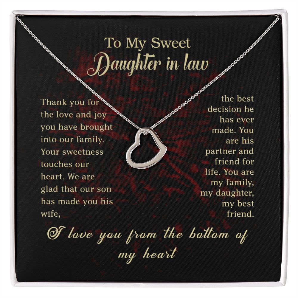 Elegant Daughter-in-Law Wedding Gift - Simple Heart Necklace in White or Yellow Gold | Perfect for Bridal Shower, Anniversary & Special Occasions