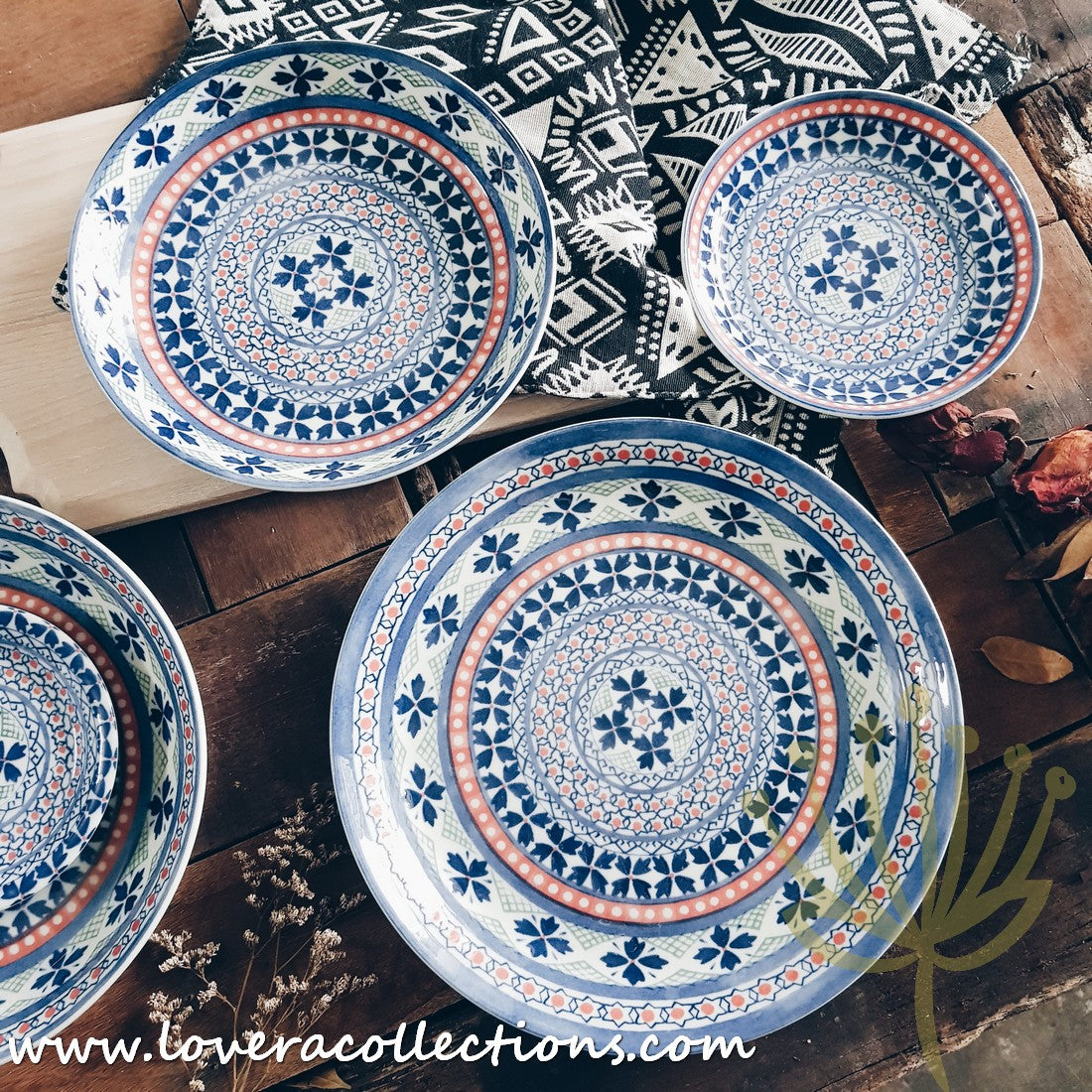 Awasaka Japan Blue Four Leaves Tea & Dinnerware Set - Premium Japanese Ceramic Tableware for Tea & Dining - Perfect for Home, Restaurants & Gifts