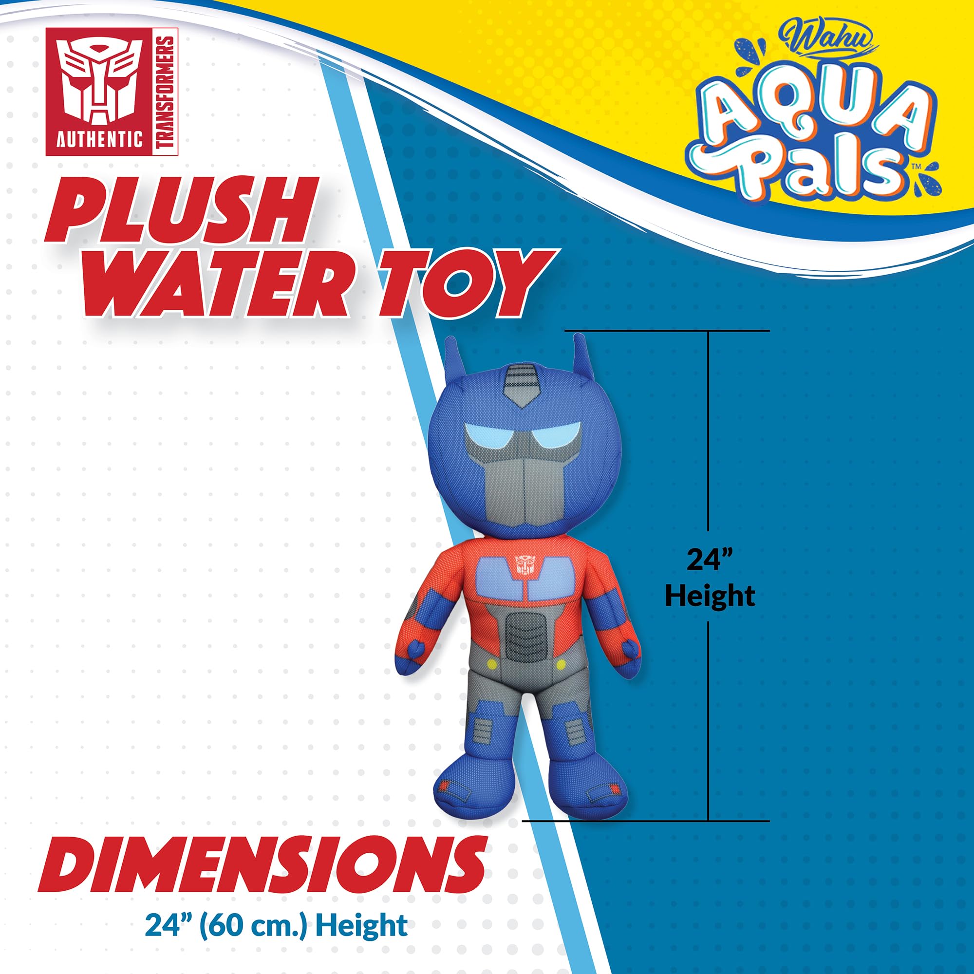 Wahu Aqua Pals Hasbro Transformers Optimus Prime Large Plush Water Toy - Pool, Beach, Backyard, Bathtub & Indoor Water Play for Kids | Fun Bath Time & Outdoor Splash Activities
