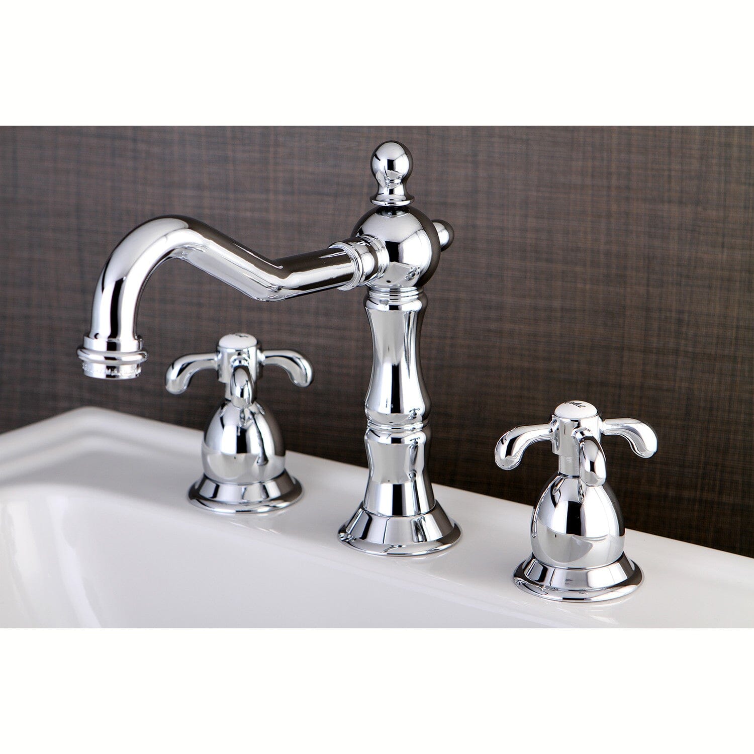 French Country Two-Handle 3-Hole Widespread Bathroom Faucet with Brass Pop-Up Drain - Vintage Brass Finish for Farmhouse & Traditional Bathroom Sinks