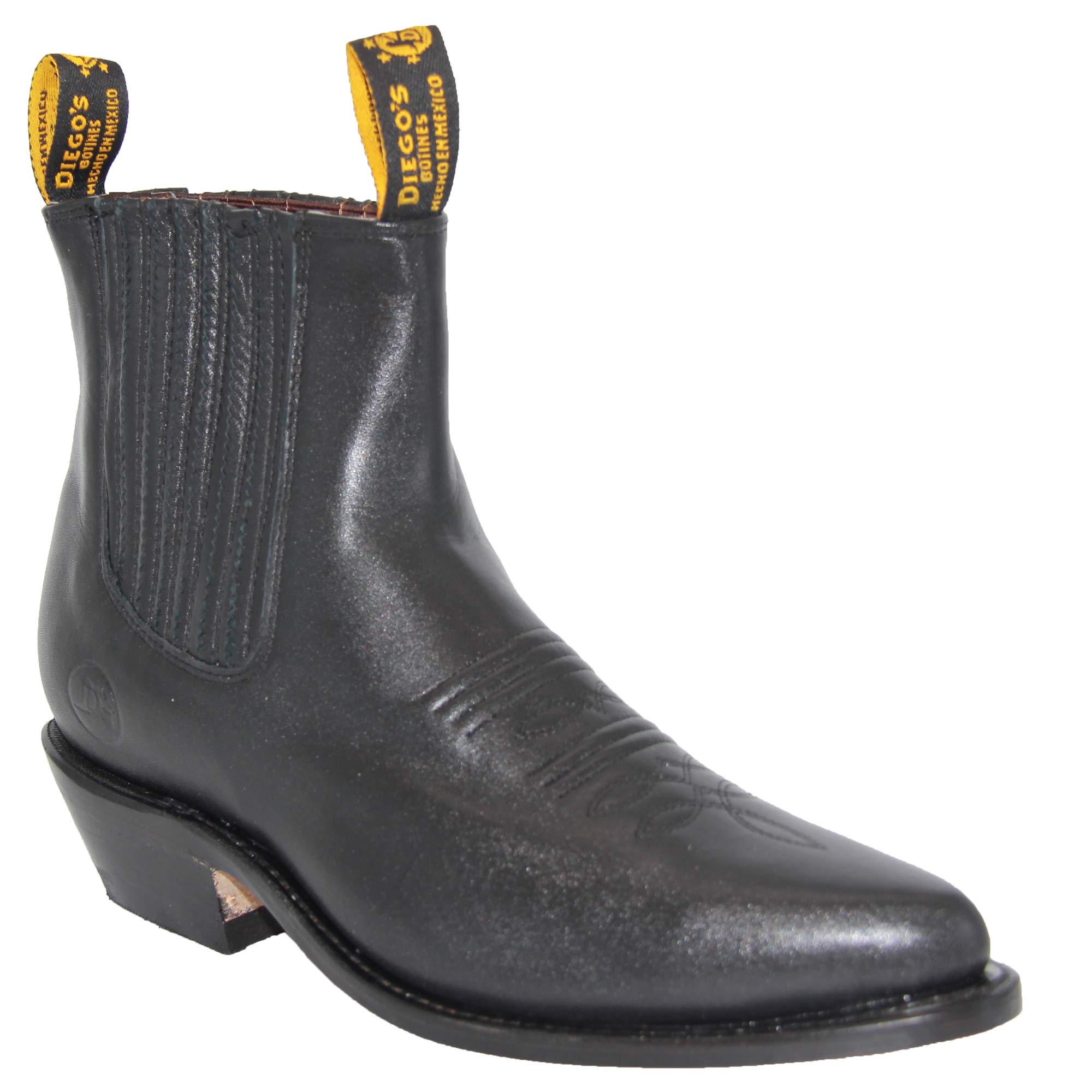 Authentic Men's Western Cowboy Ankle Boots - Genuine Leather Charro Botin for Rodeo, Country Dance & Casual Wear