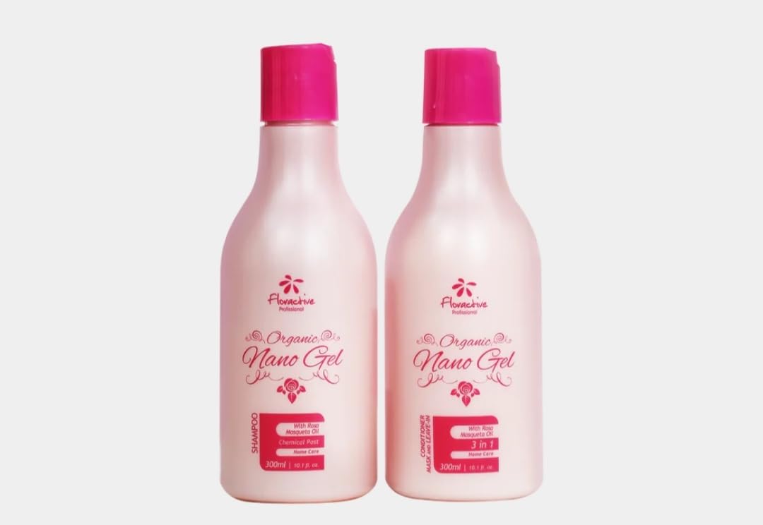 Floractive Organic Nano Gel Shampoo & Conditioner Set - 20.1 fl.oz for Hydration & Repair - Sulfate-Free Hair Care for All Hair Types - Perfect for Daily Use & Damaged Hair Treatment