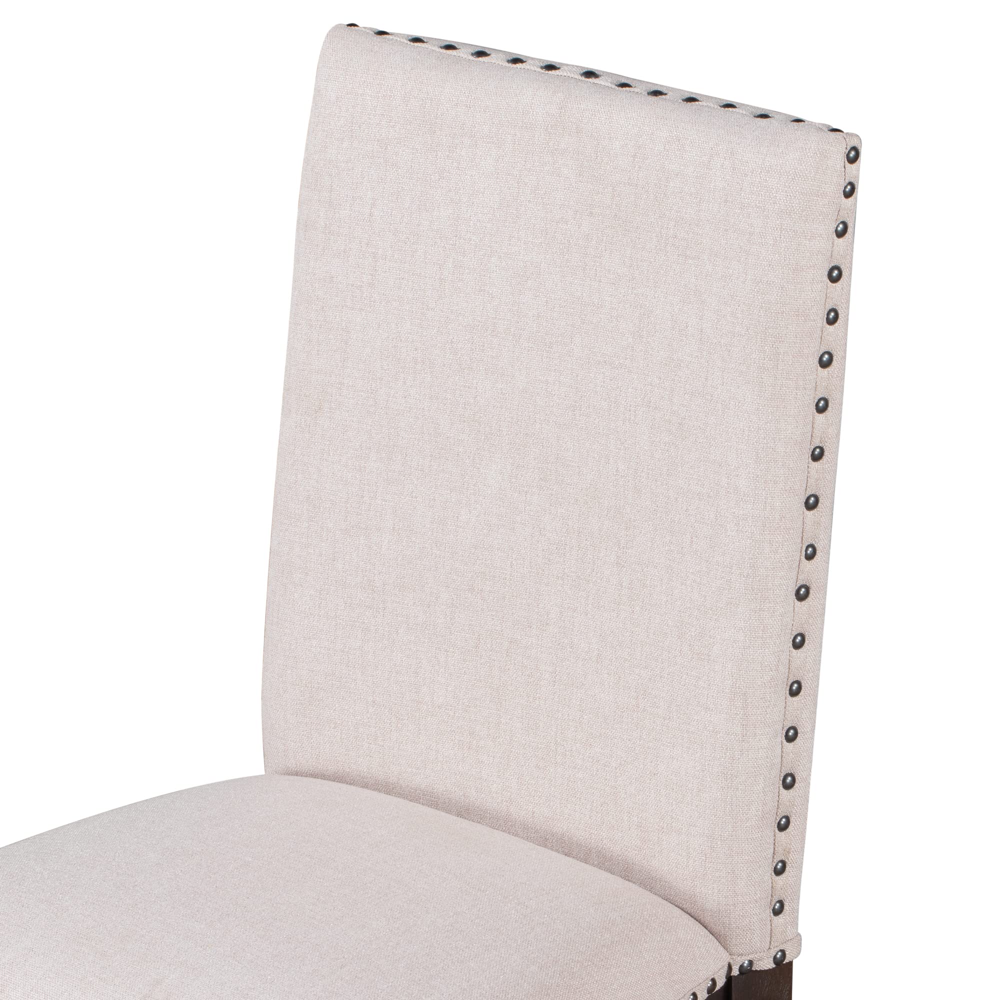 Set of 4 Wood Upholstered Fabric Dining Chairs with Nailhead Trim - Modern Kitchen & Dining Room Furniture for Home Decor