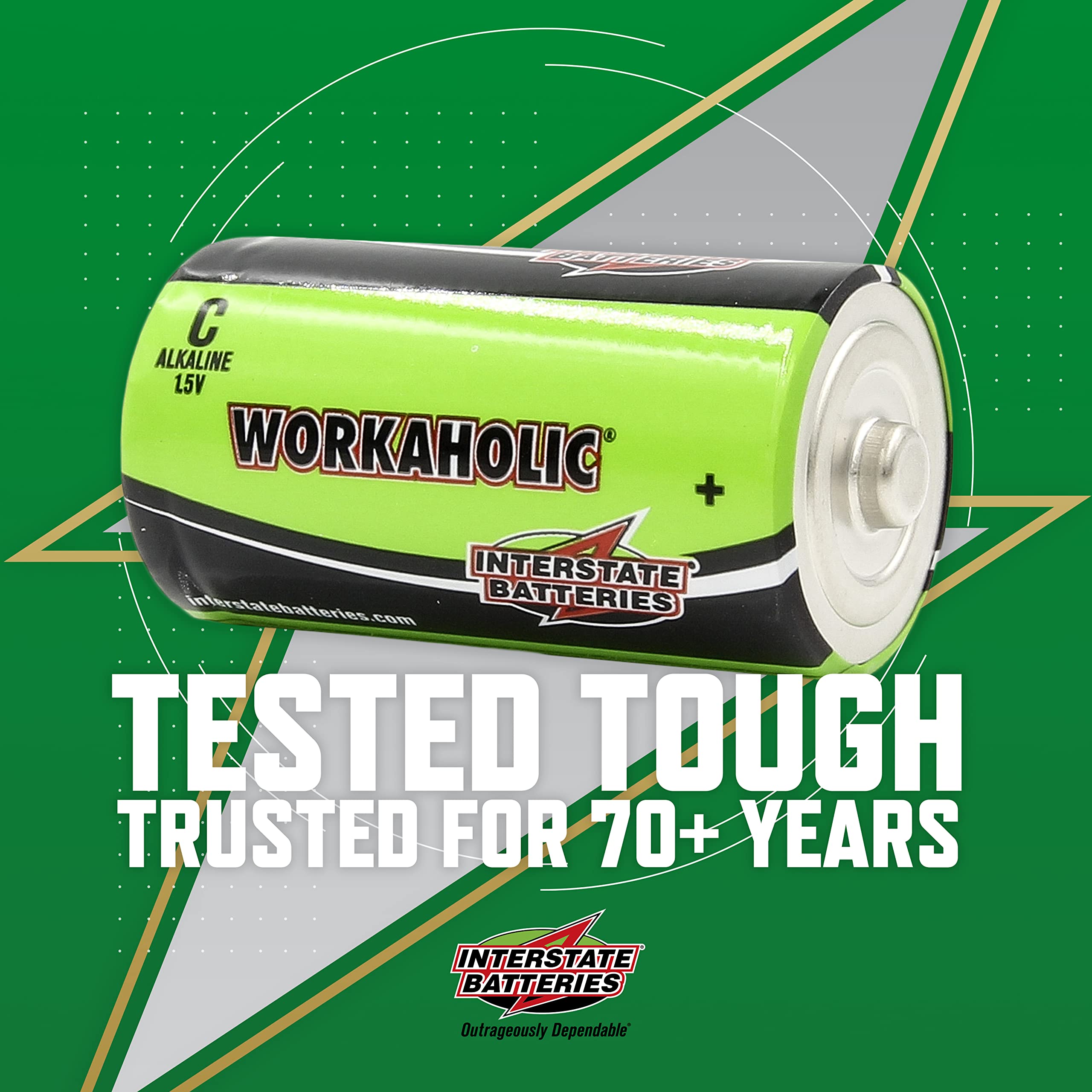 Interstate Batteries C Cell Alkaline Batteries (12 Pack) - 1.5V High Performance Long Lasting Batteries for Flashlights, Toys, Clocks & Electronic Devices - All-Purpose Power Solution (DRY0080)