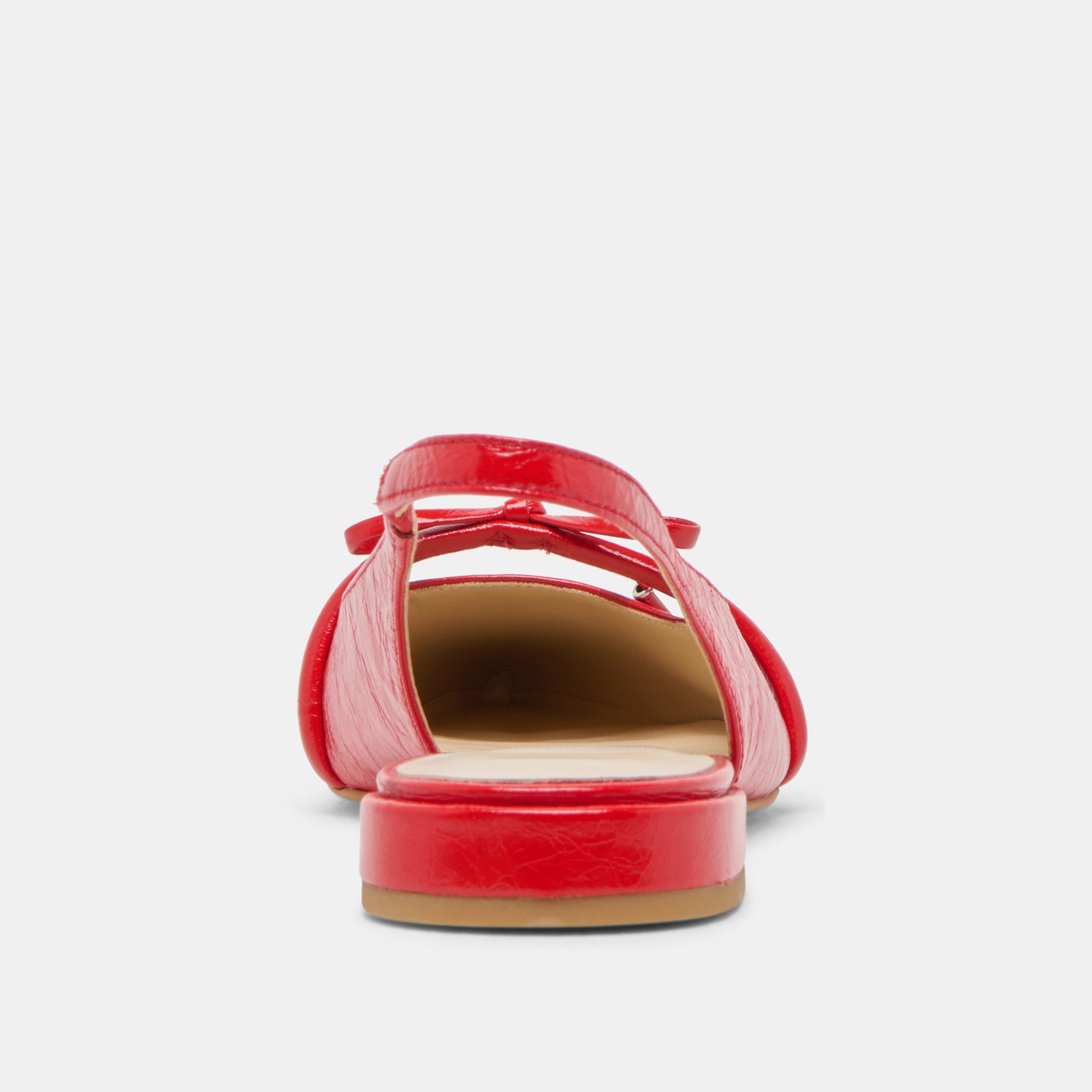 PAYGE Women's Flats - Chili Red Crinkle Patent Leather Slip-On Shoes for Casual Wear & Office Outfits